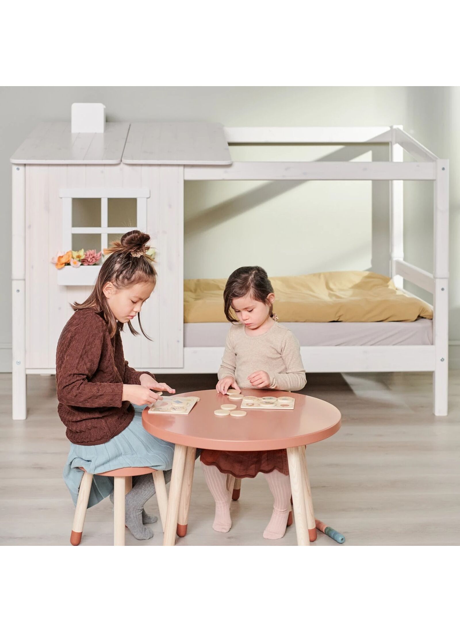 SINGLE BED CLASSIC 1/2 HOUSE WHITE WASHED (90X200)