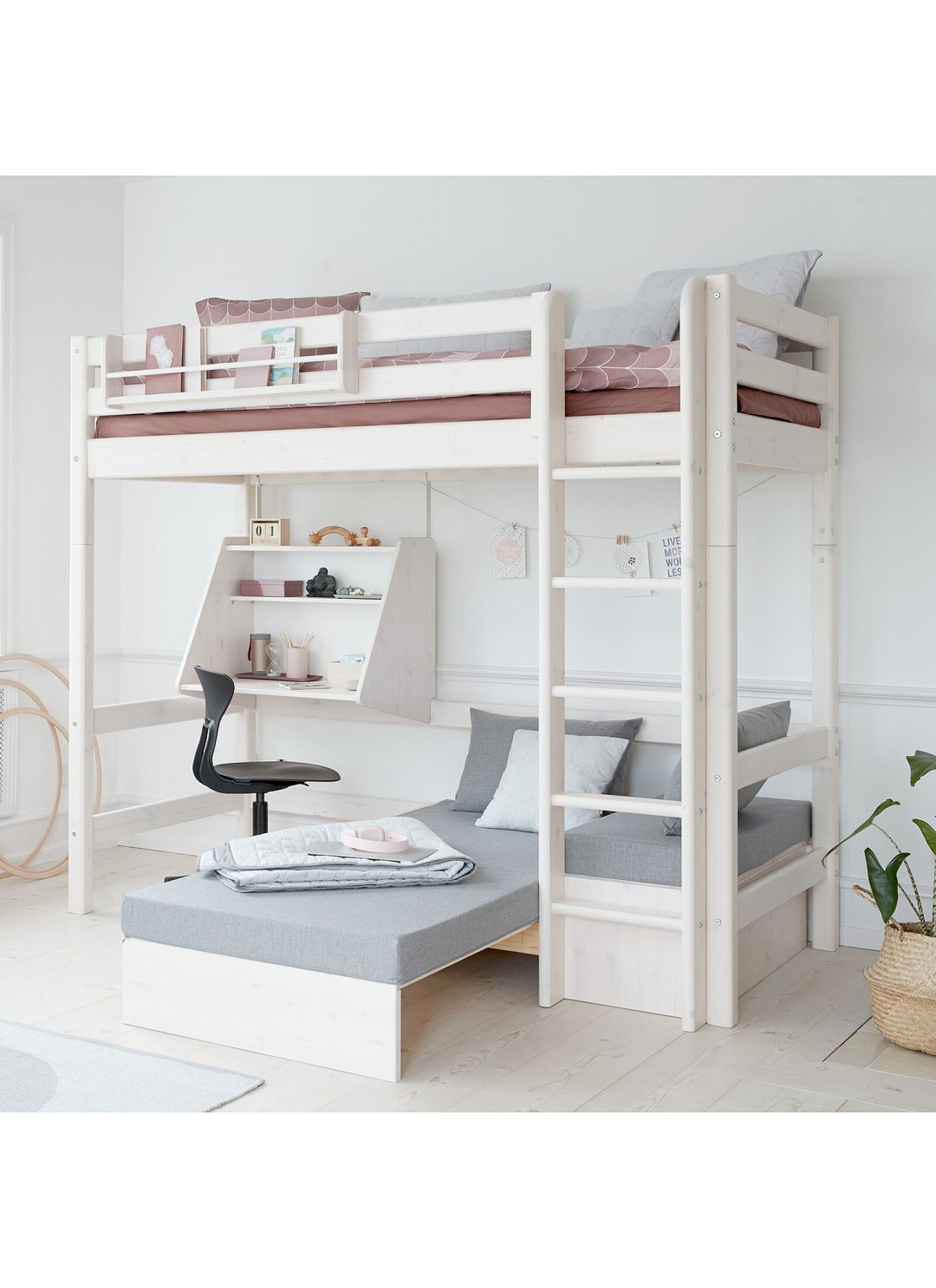 HIGH SINGLE BED CLASSIC WHITE WASHED (90X200)