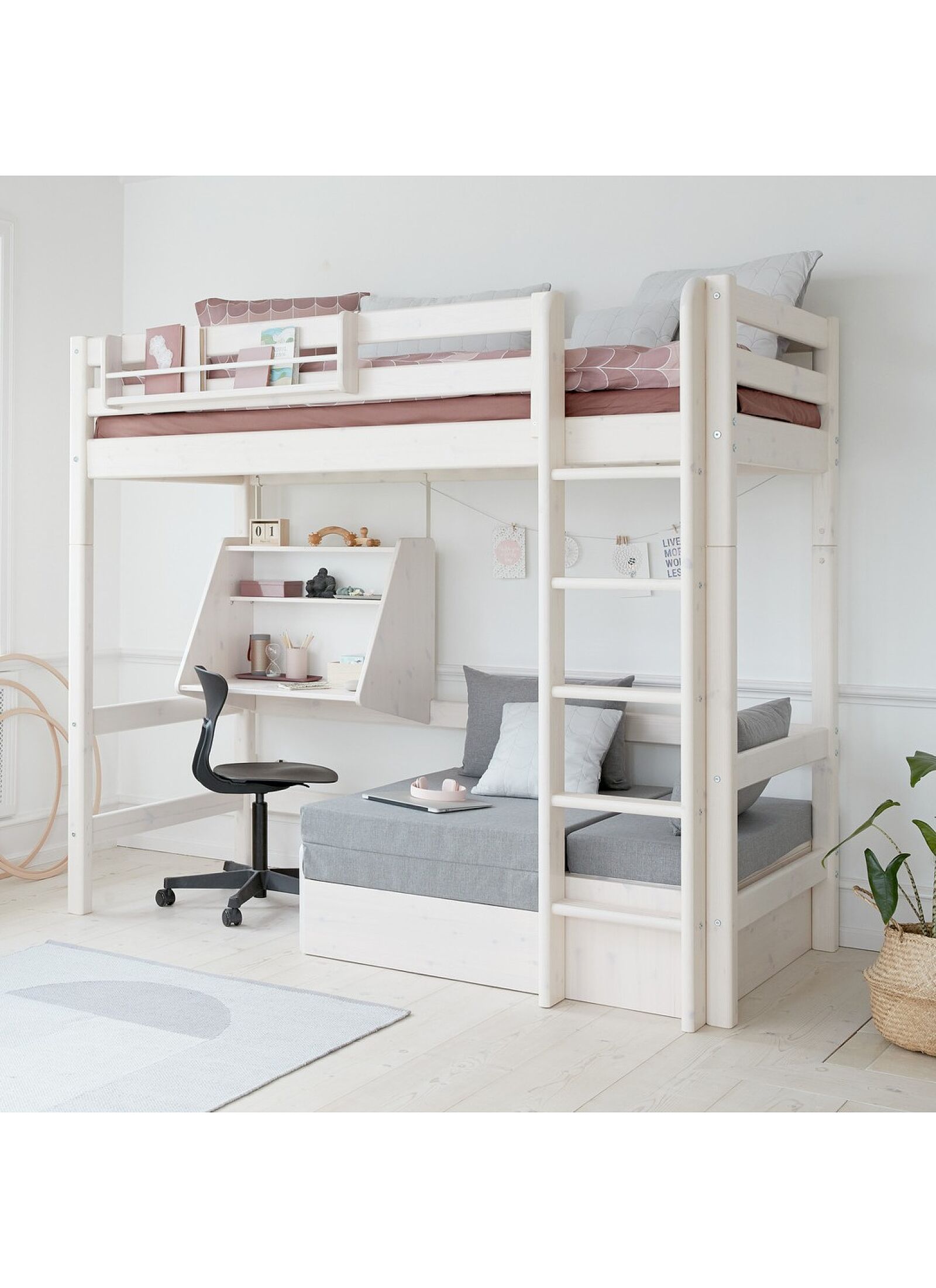 HIGH SINGLE BED CLASSIC WHITE WASHED (90X200)