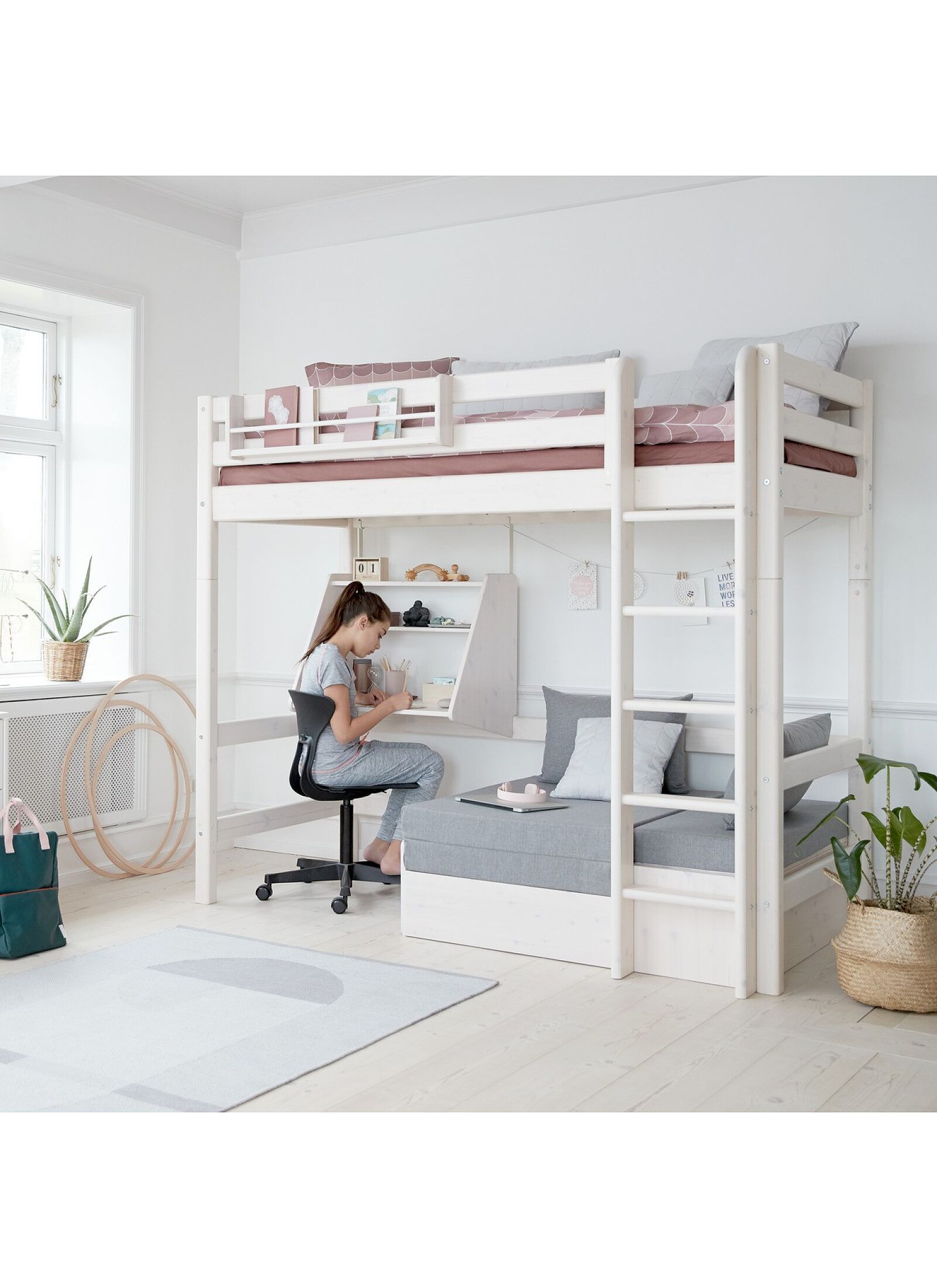 HIGH SINGLE BED CLASSIC WHITE WASHED (90X200)