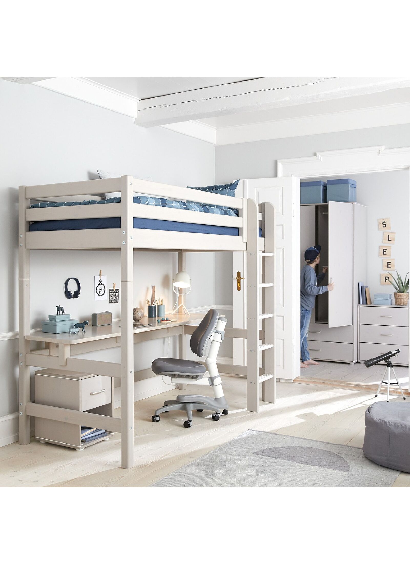 HIGH SINGLE BED CLASSIC WHITE WASHED (90X200)