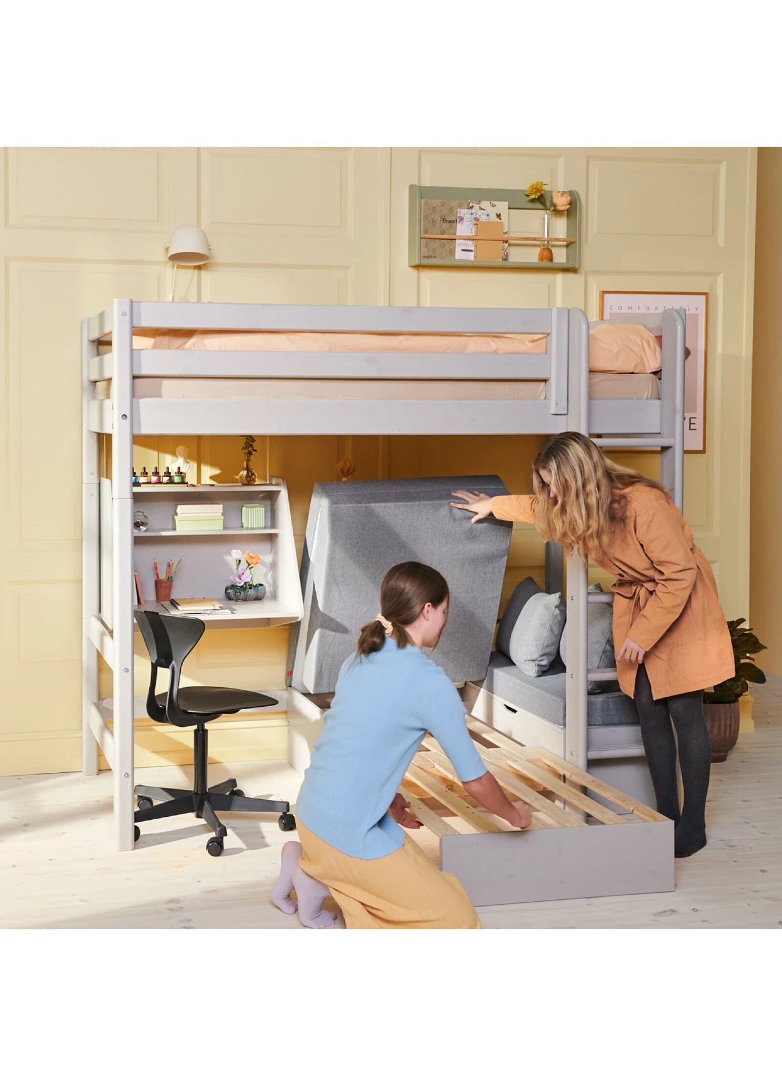 HIGH SINGLE BED CLASSIC GREY WASHED (90X200)