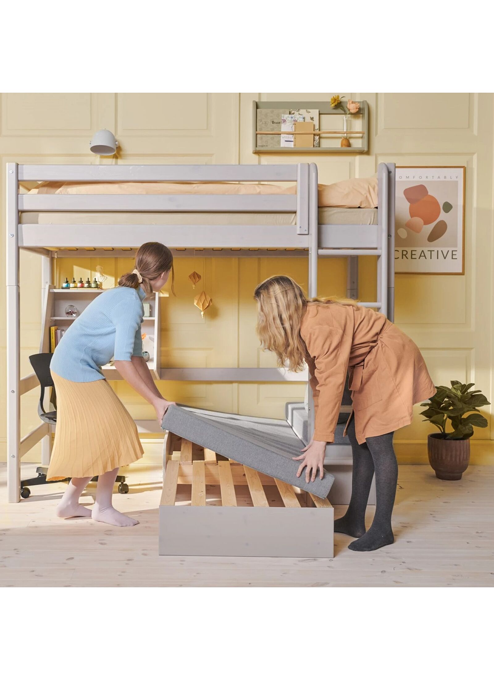 HIGH SINGLE BED CLASSIC GREY WASHED (90X200)