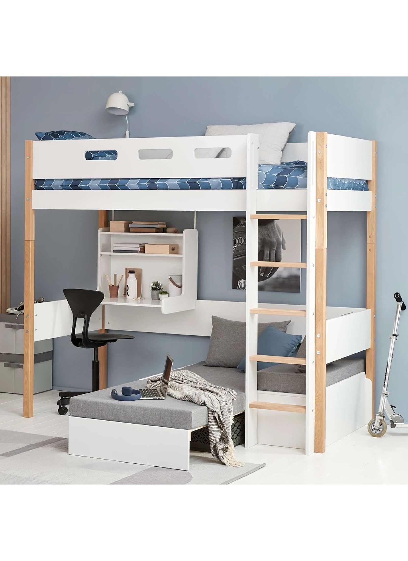 HIGH SINGLE BED NOR WHITE (90X200)