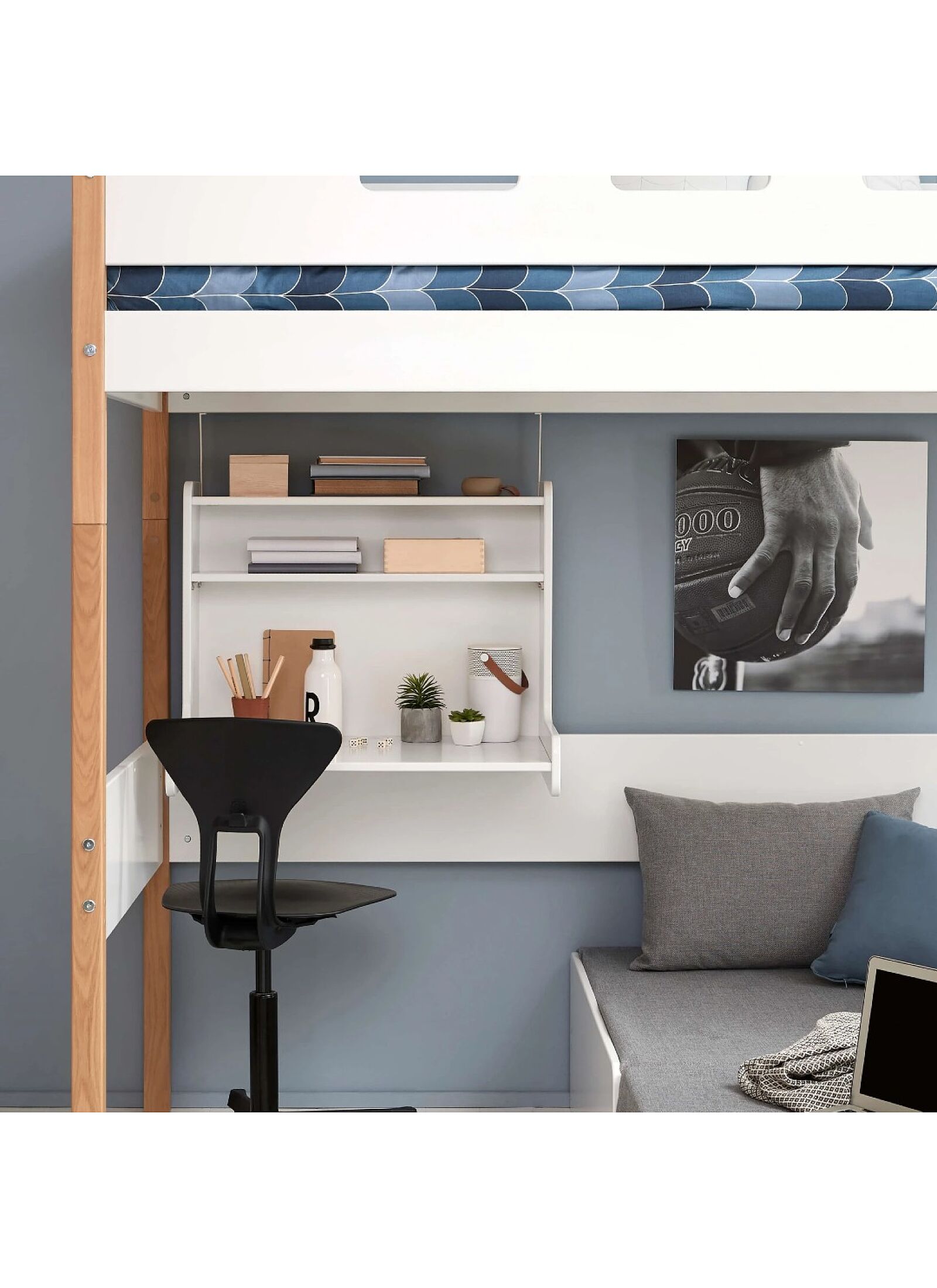 HIGH SINGLE BED NOR WHITE (90X200)