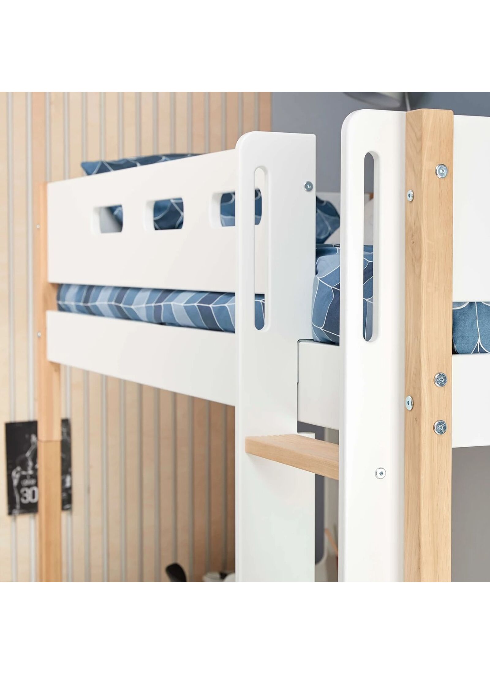 HIGH SINGLE BED NOR WHITE (90X200)