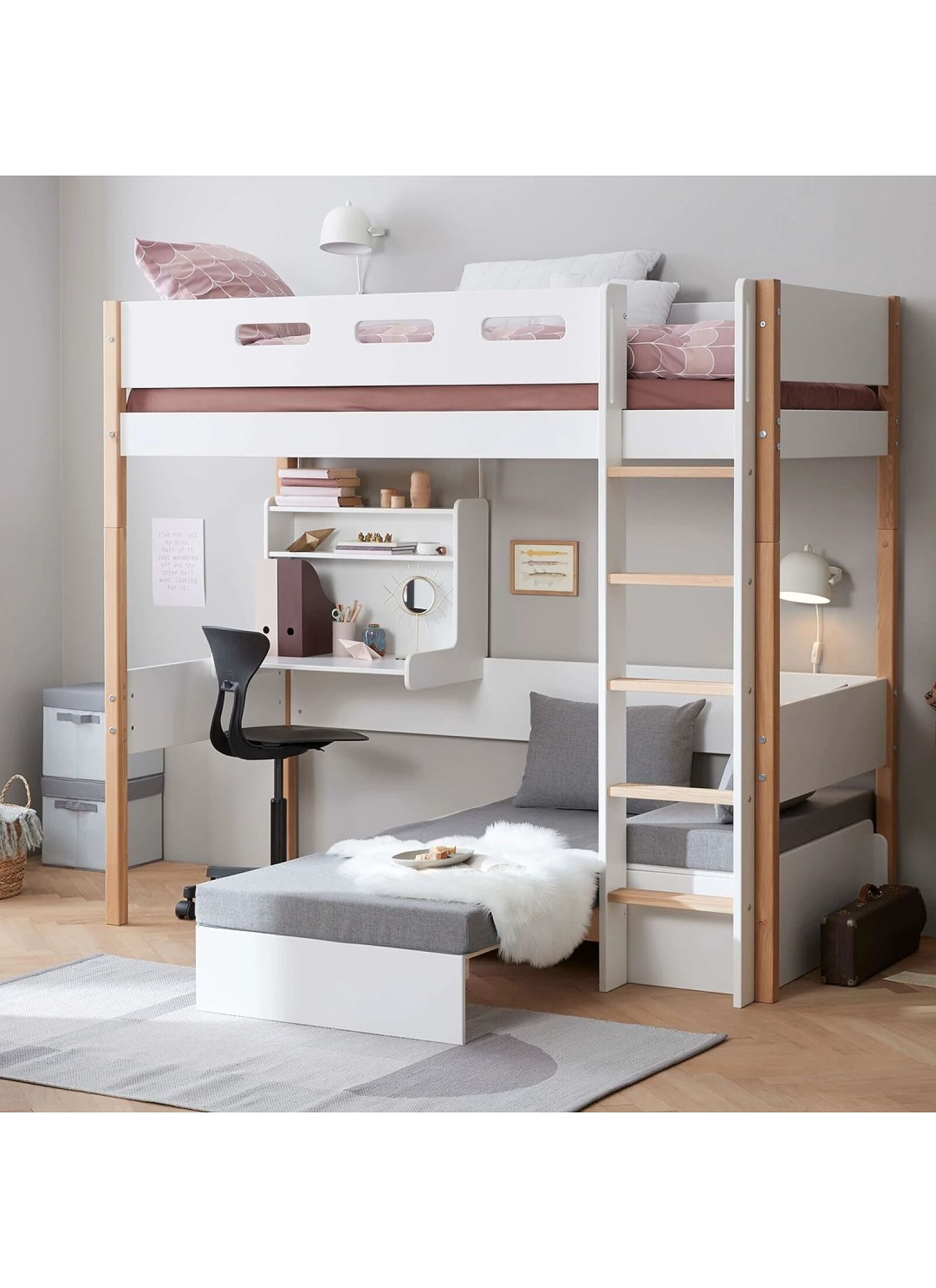 HIGH SINGLE BED NOR WHITE (90X200)