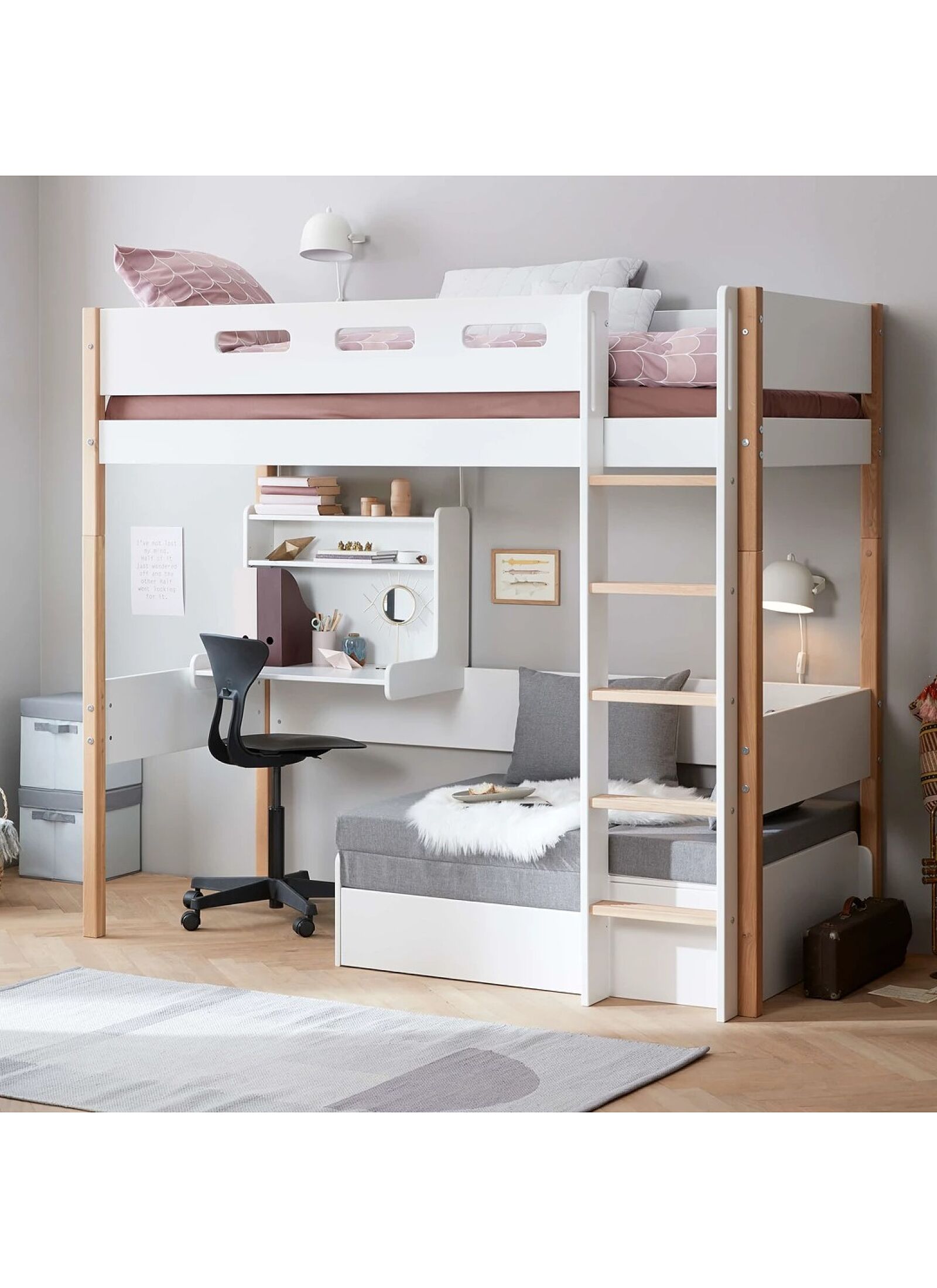 HIGH SINGLE BED NOR WHITE (90X200)