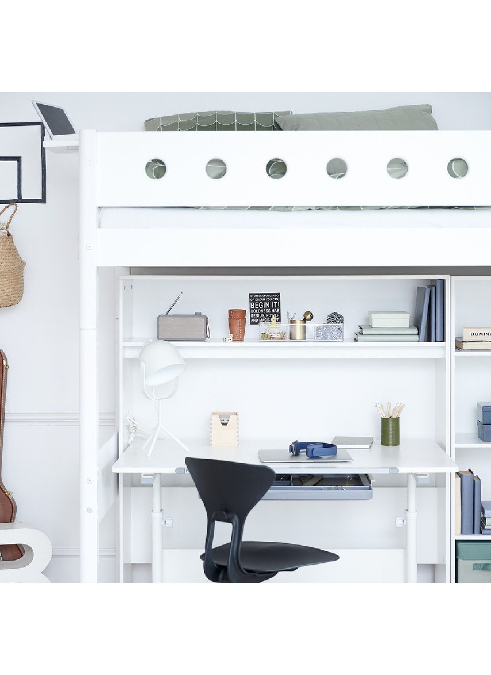 HIGH SINGLE BED WHITE (90X200)