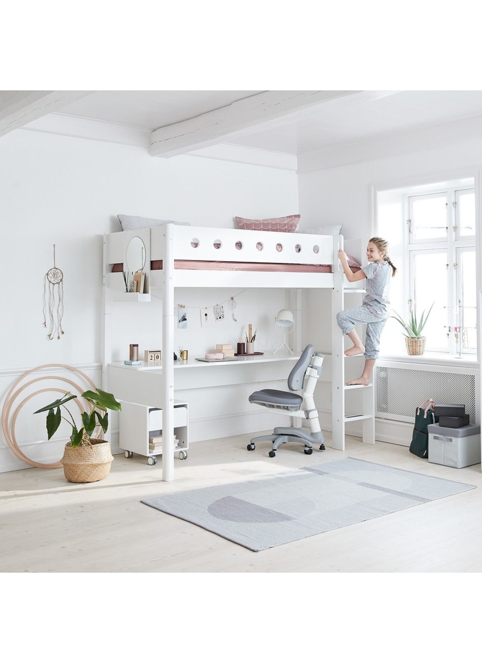 HIGH SINGLE BED WHITE (90X200)