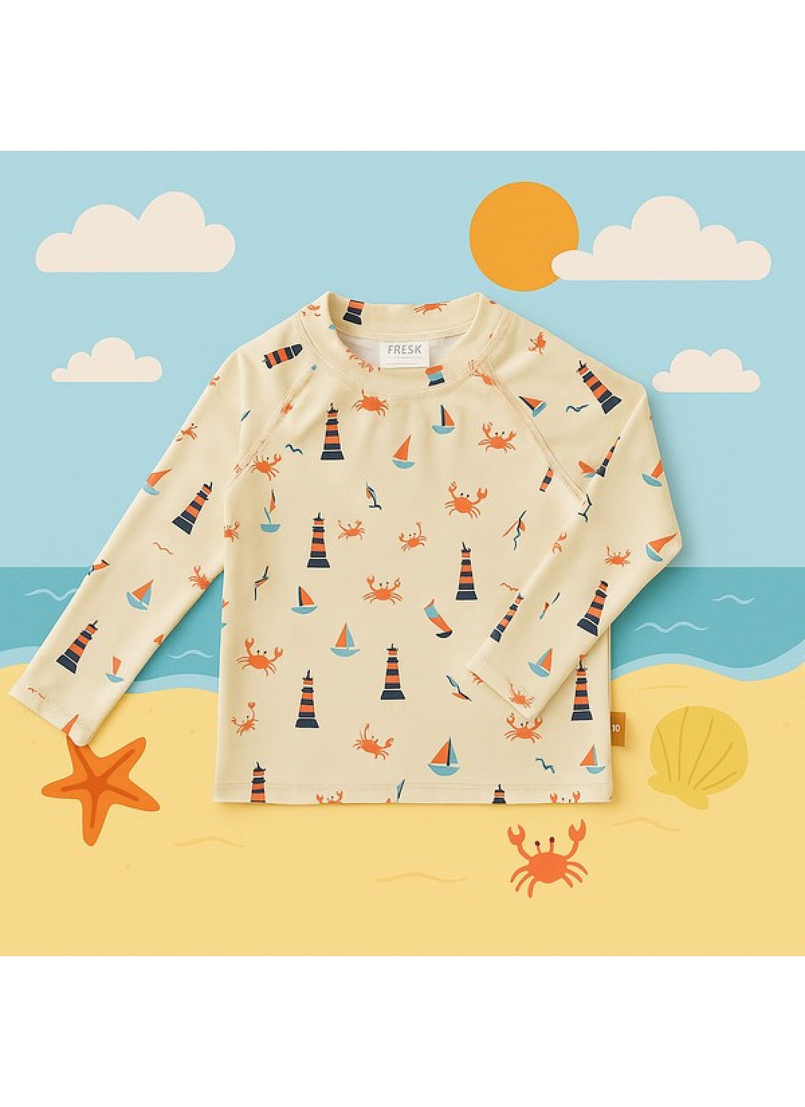 SWIM T-SHIRT WITH LONG SLEEVE LIGHTHOUSE