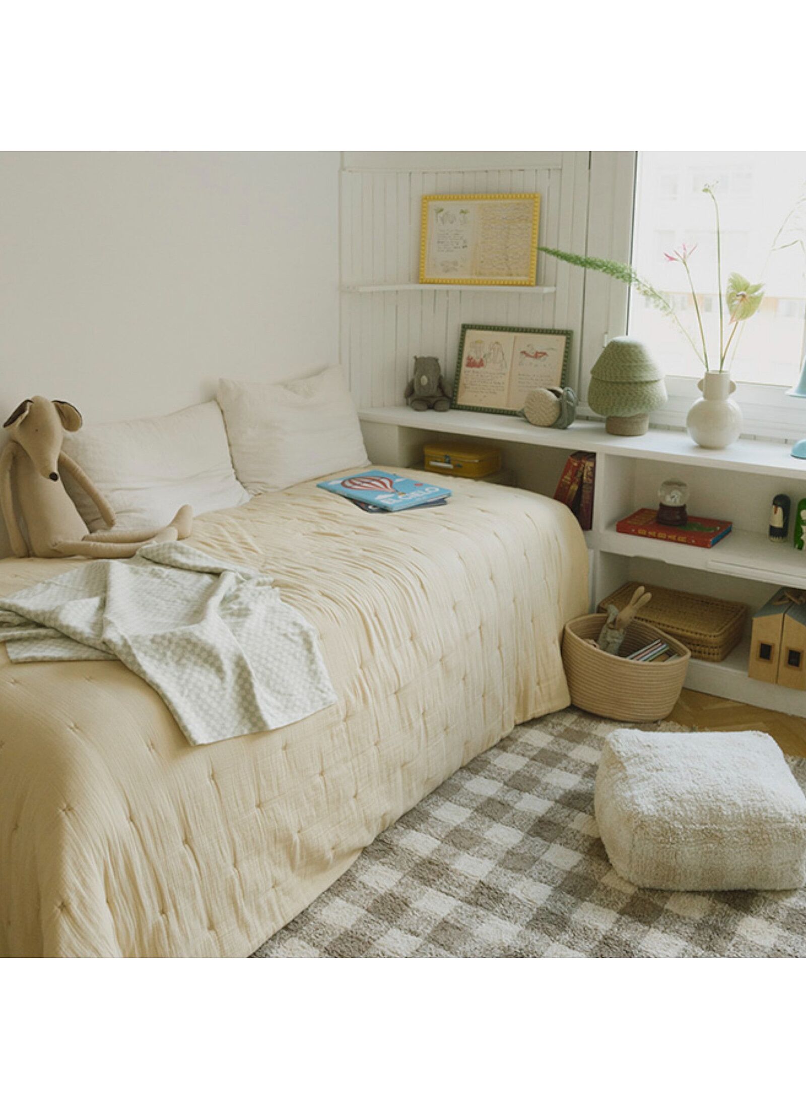 FLOOR CUSHION VICHY IVORY