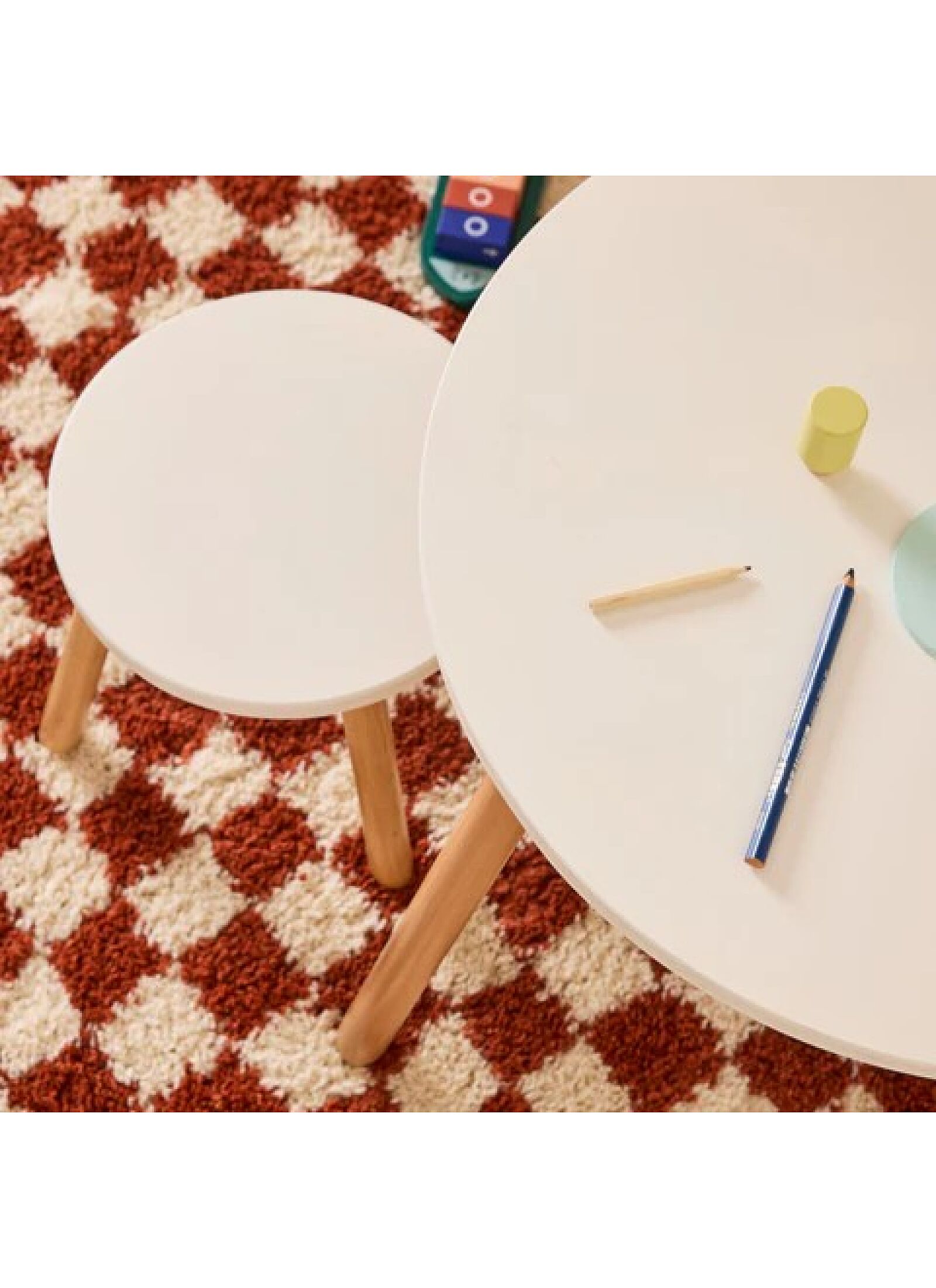 WOODEN TABLE SET WITH 2 STOOLS WHITE