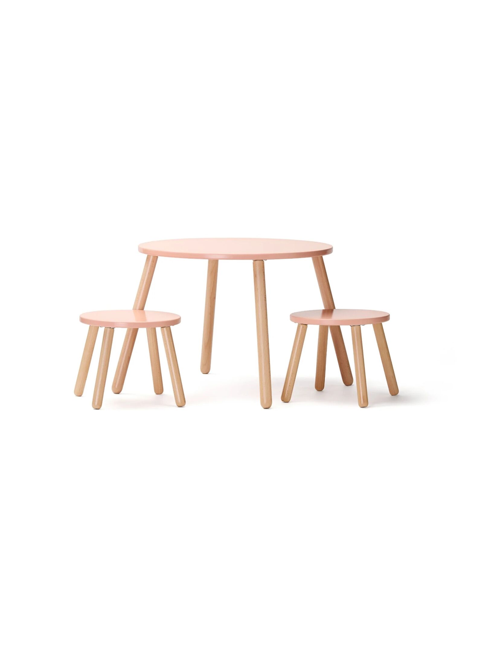 WOODEN TABLE SET WITH 2 STOOLS PINK