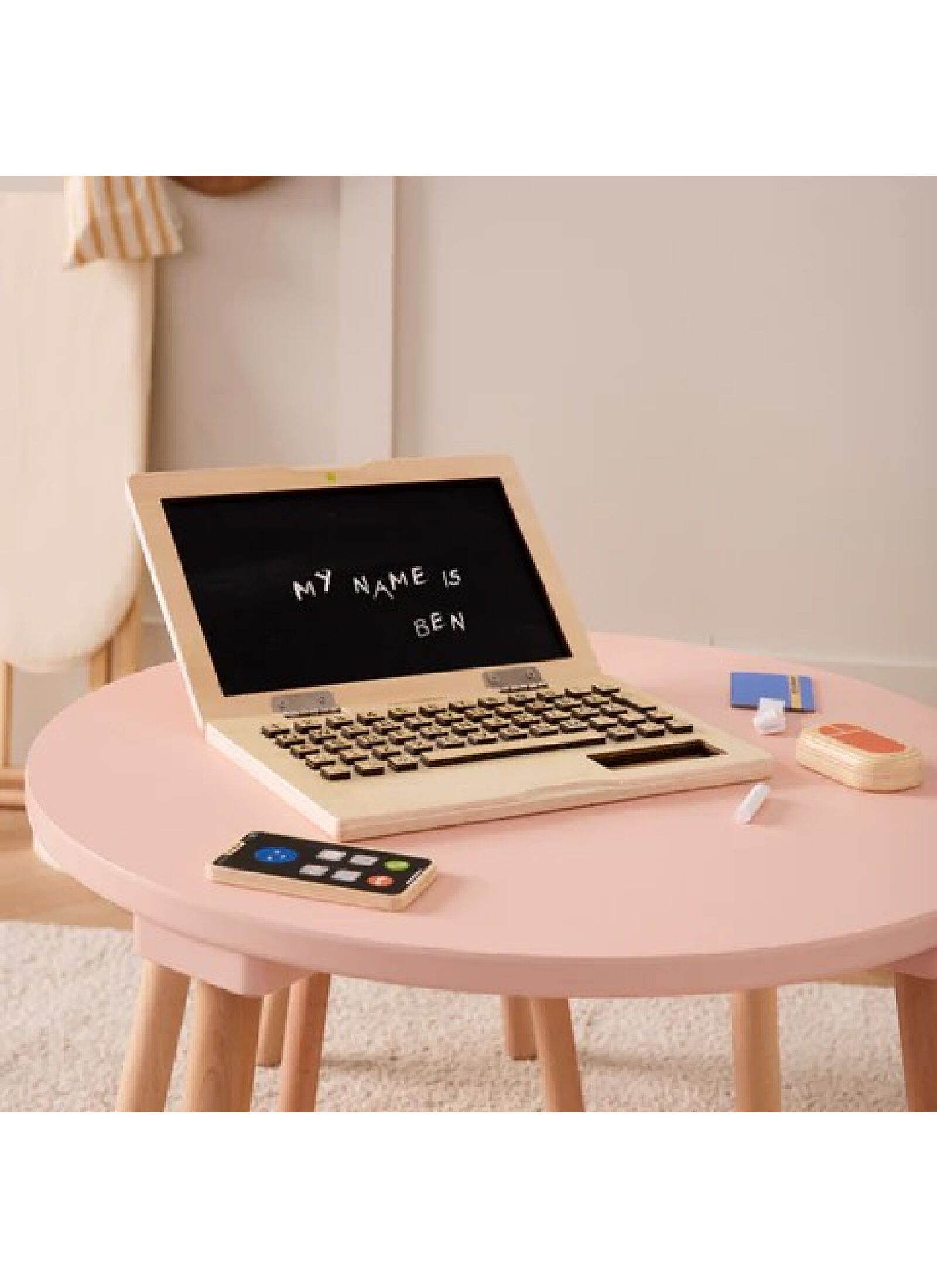 WOODEN TOY DESK SET-LAPTOP