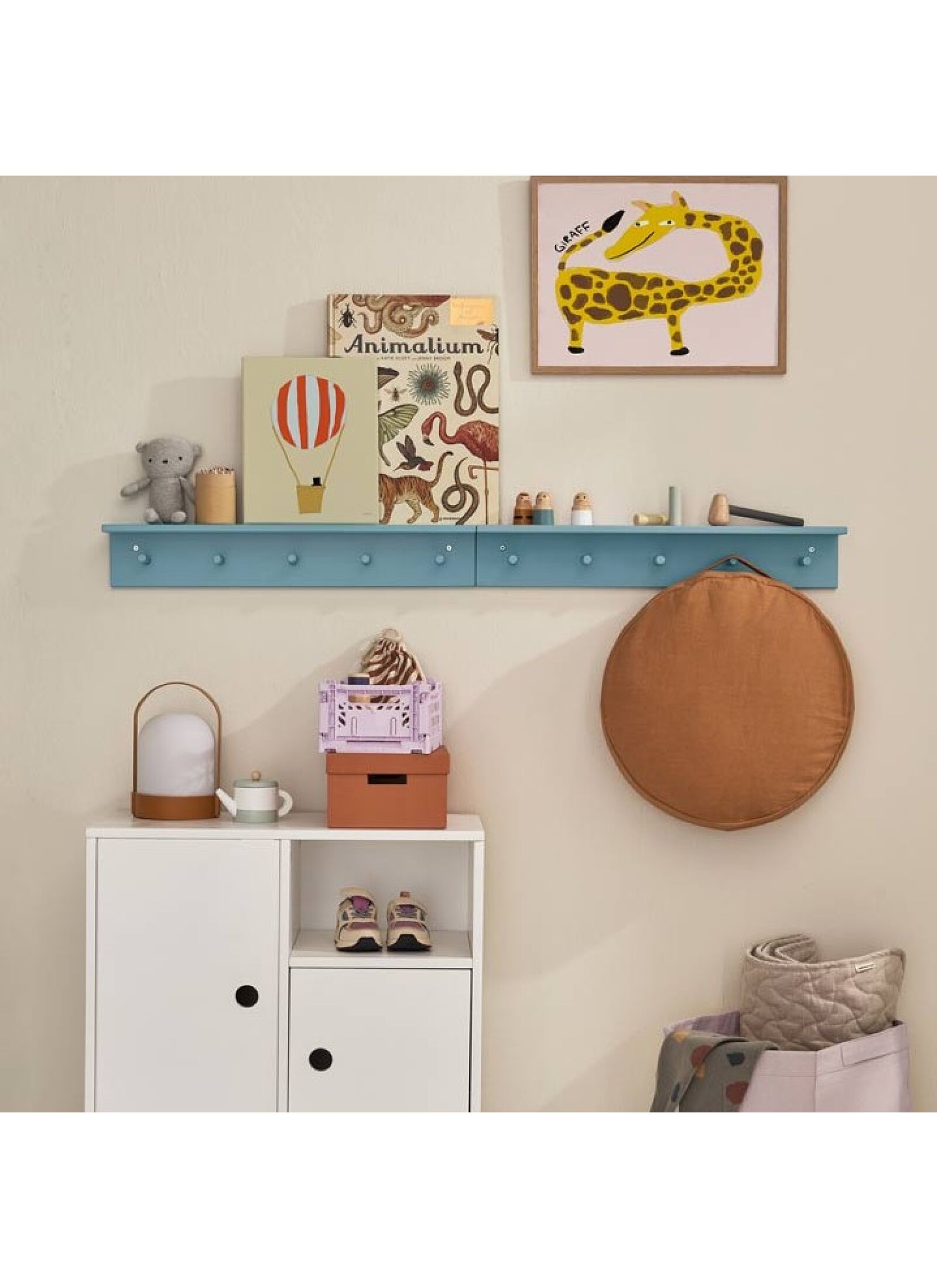 WALL SHELF WITH HOOKS STAR BLUE