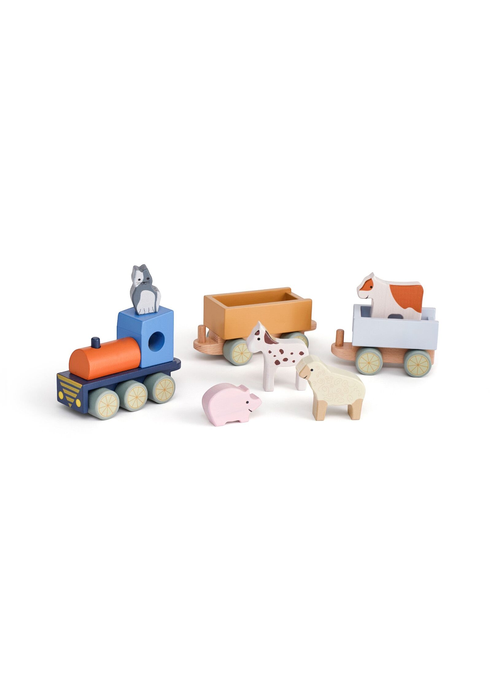 WOODEN TRAIN WITH FARM ANIMALS AIDEN