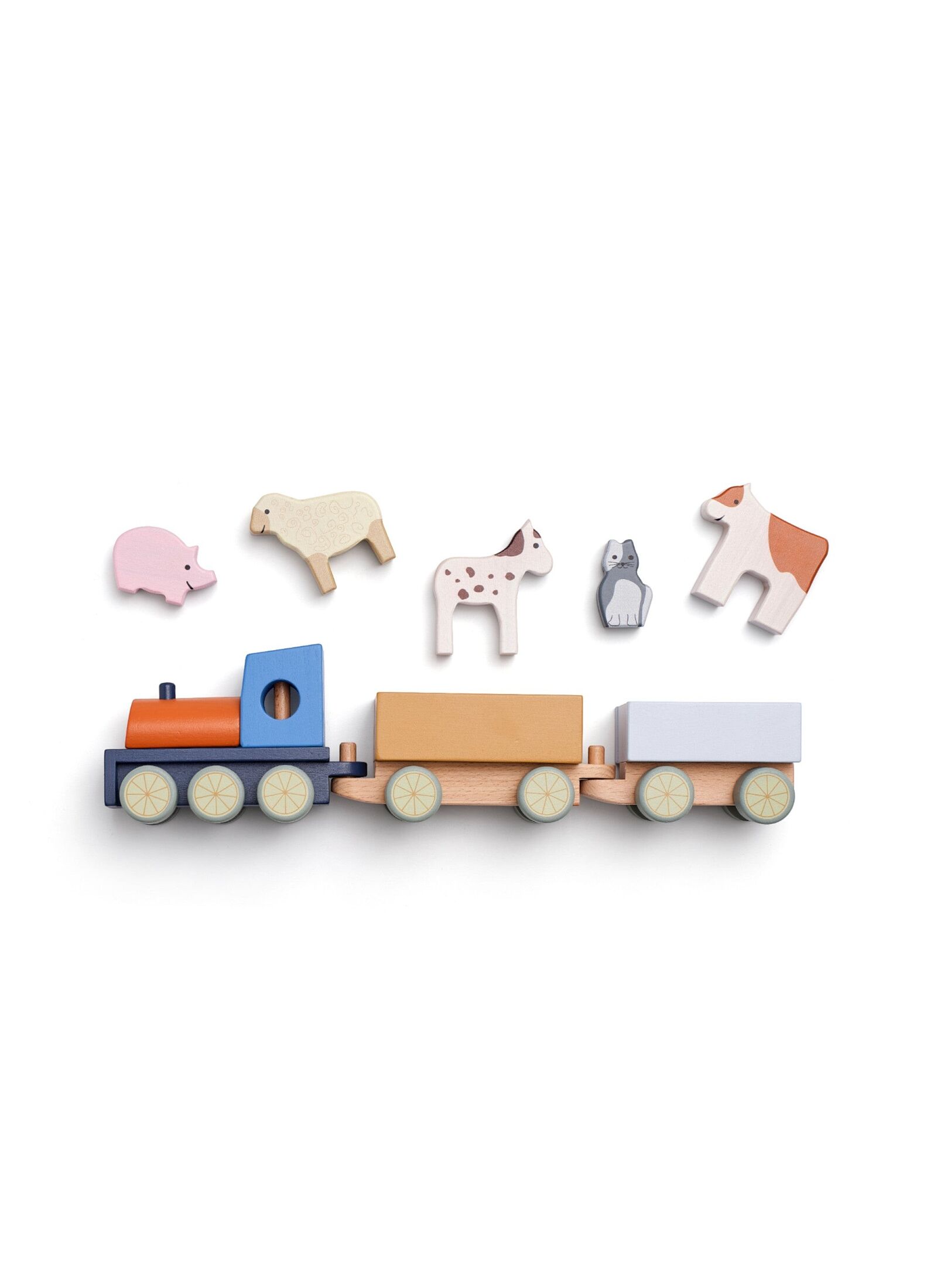 WOODEN TRAIN WITH FARM ANIMALS AIDEN