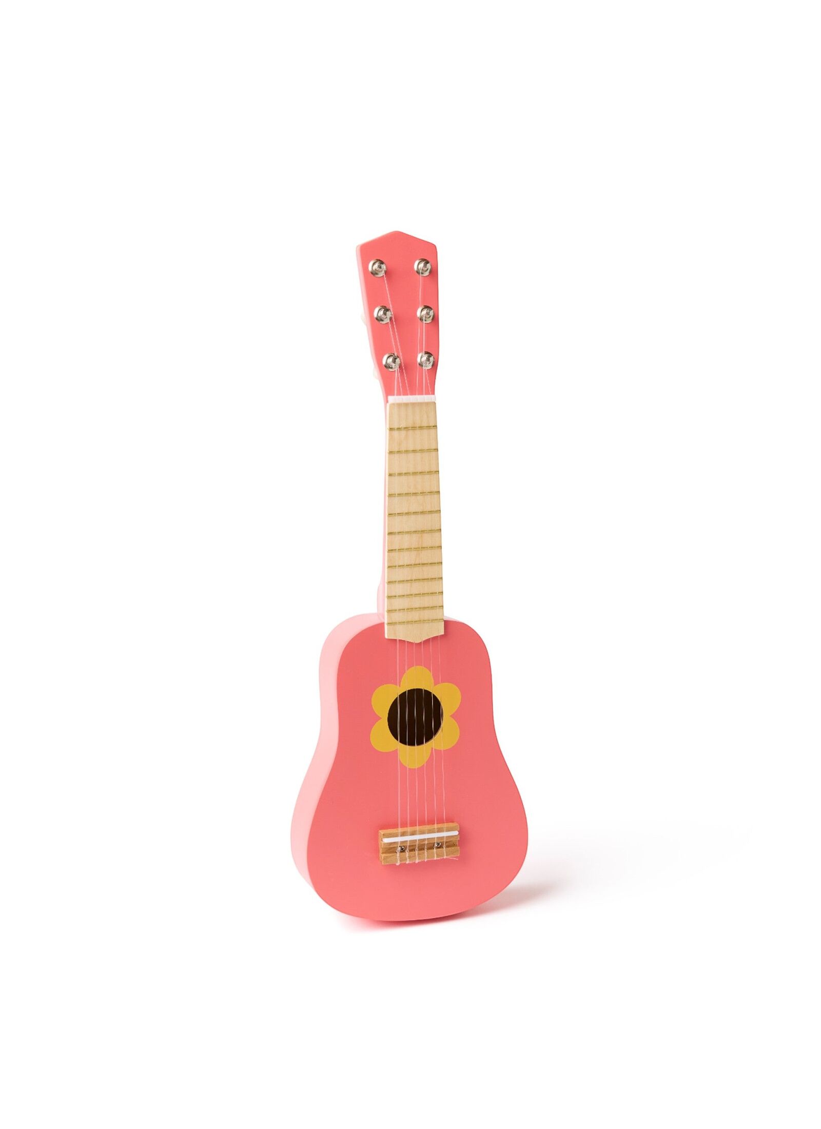 WOODEN GUITAR KID'S MUSIC PINK WITH FLOWER