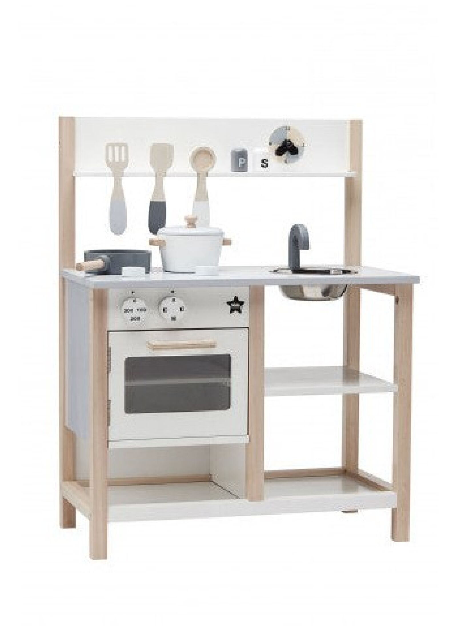 WOODEN TOY KITCHEN NATURAL/WHITE
