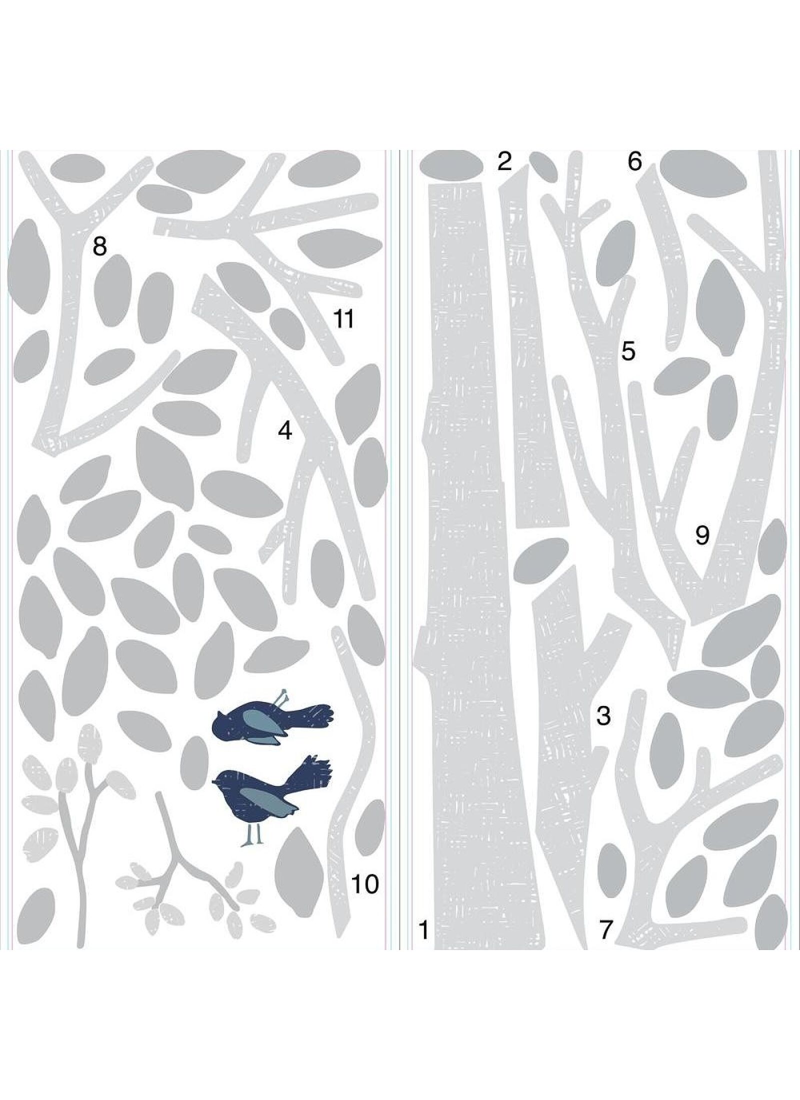 WALL STICKERS TREE WHITE-GREY