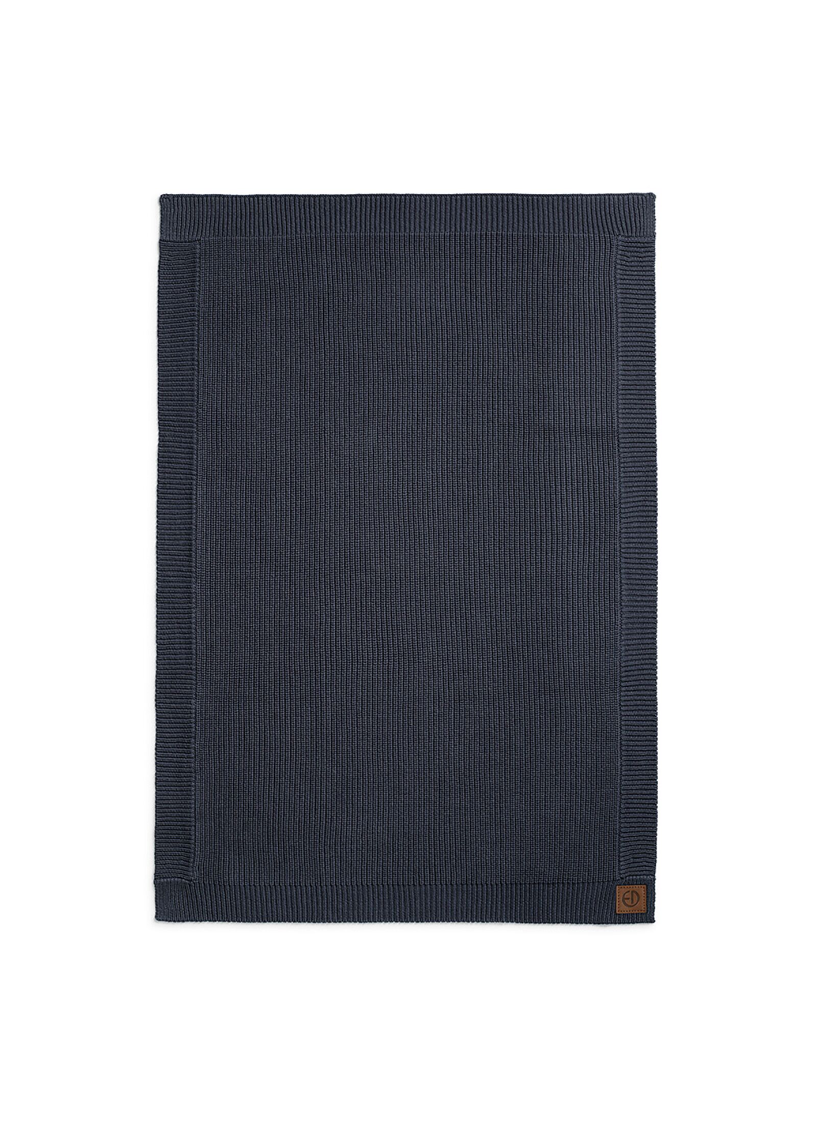 CRADLE BLANKET (75X100) WOOL KNITTED JUNIPER BLUE