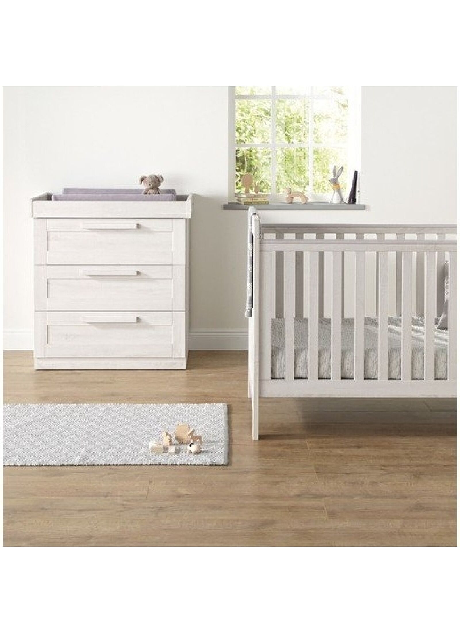 CRIB &AMP; DRESSER-CHANGER UNIT ATLAS NIMBUS WHITE
