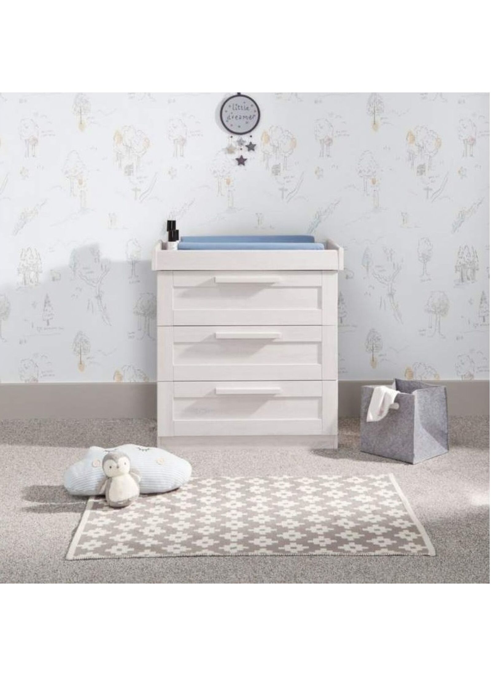 CRIB &AMP; DRESSER-CHANGER UNIT ATLAS NIMBUS WHITE