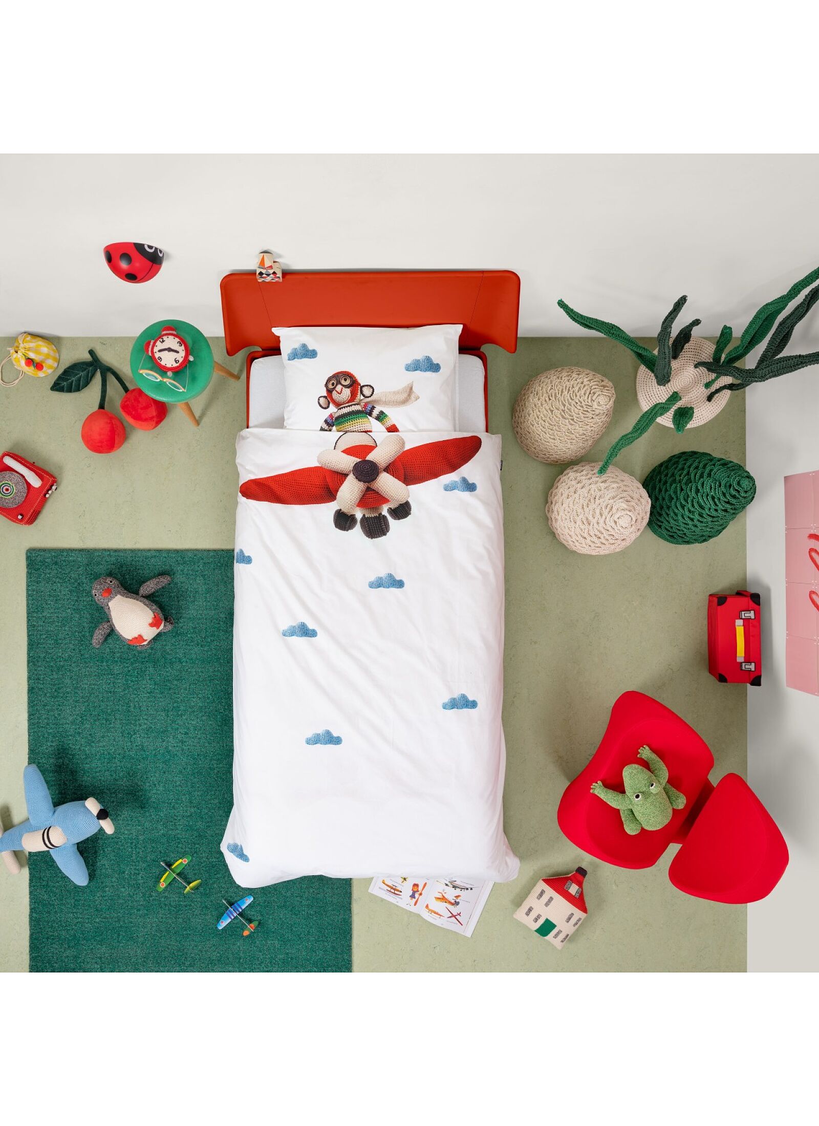 SINGLE DUVET COVER AIRPLANE MONKEY