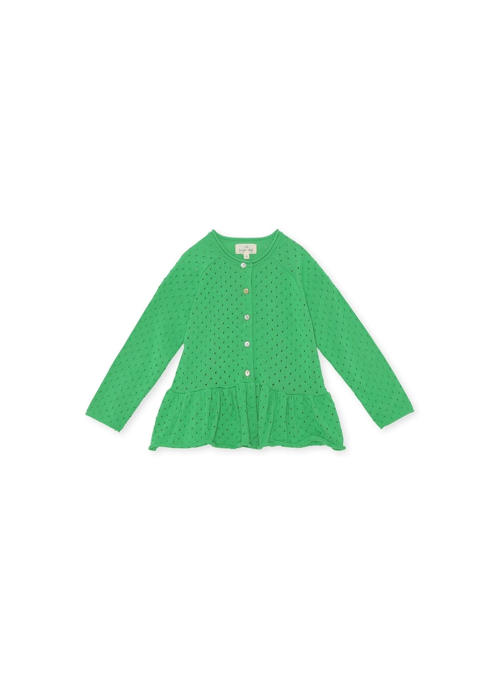 KNITTED CARDIGAN CYPRES FRILL KELLY GREEN