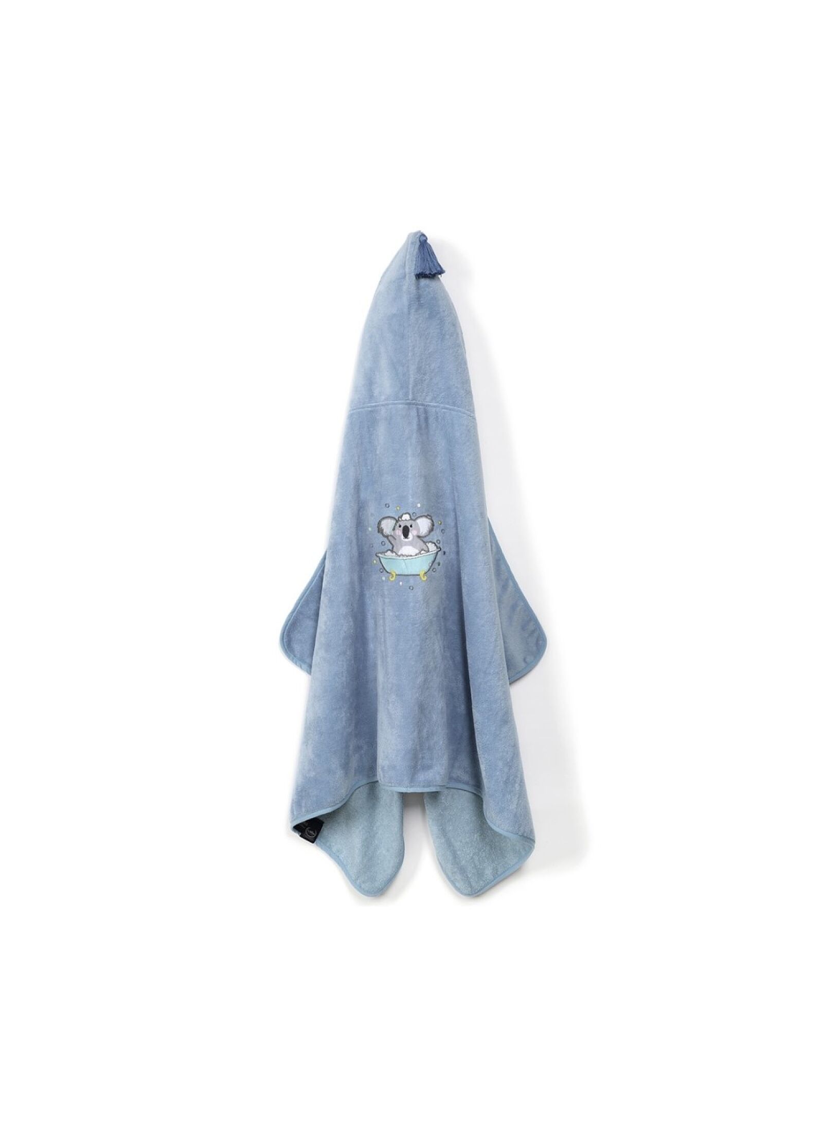 KID'S CUDDLE N DRY TOWEL BAMBOO HELLO WORLD DUSTY BLUE
