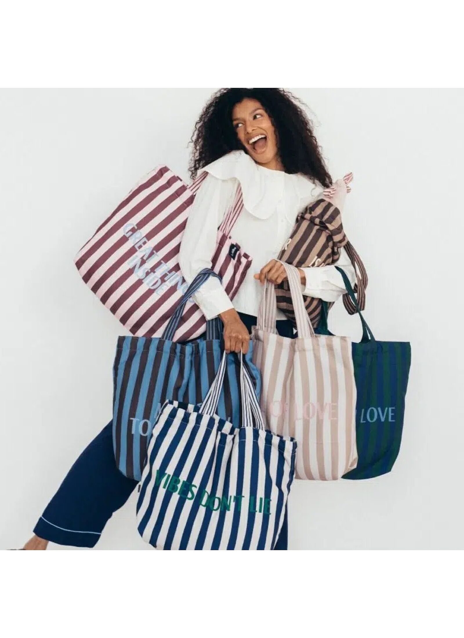 SHOPPER BAG STRIPES GREEN