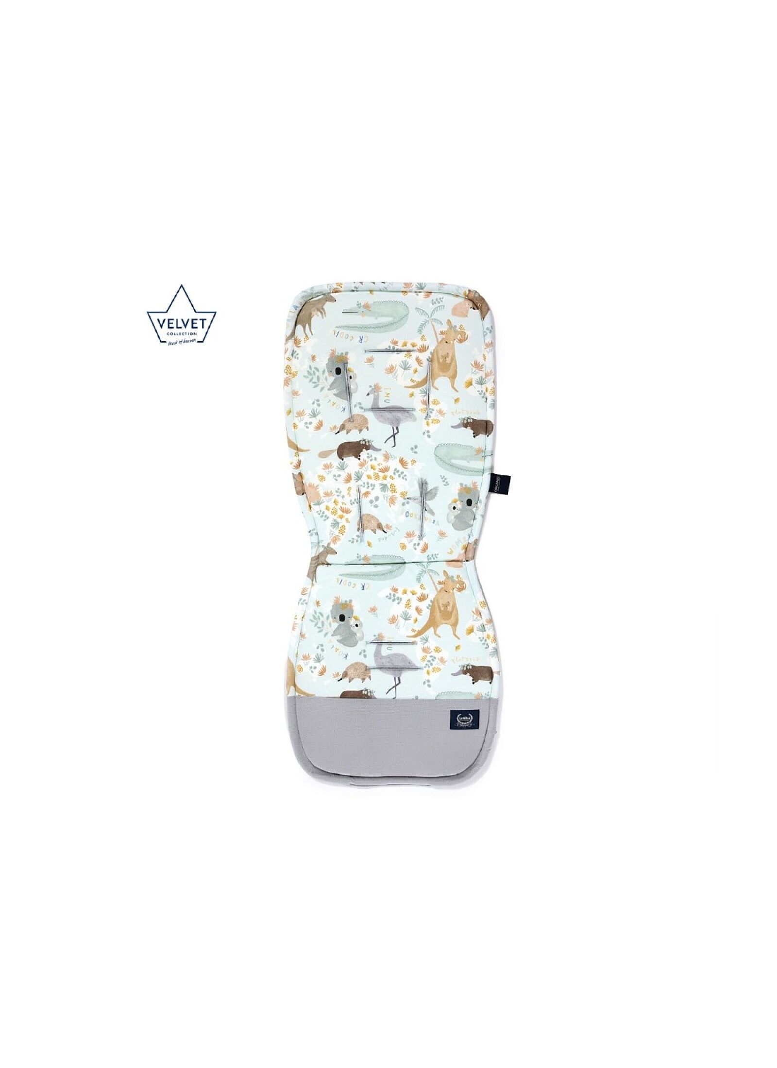 STROLLER PAD DUNDEE &AMP; FRIENDS BLUE VELVET GREY CLASSIC