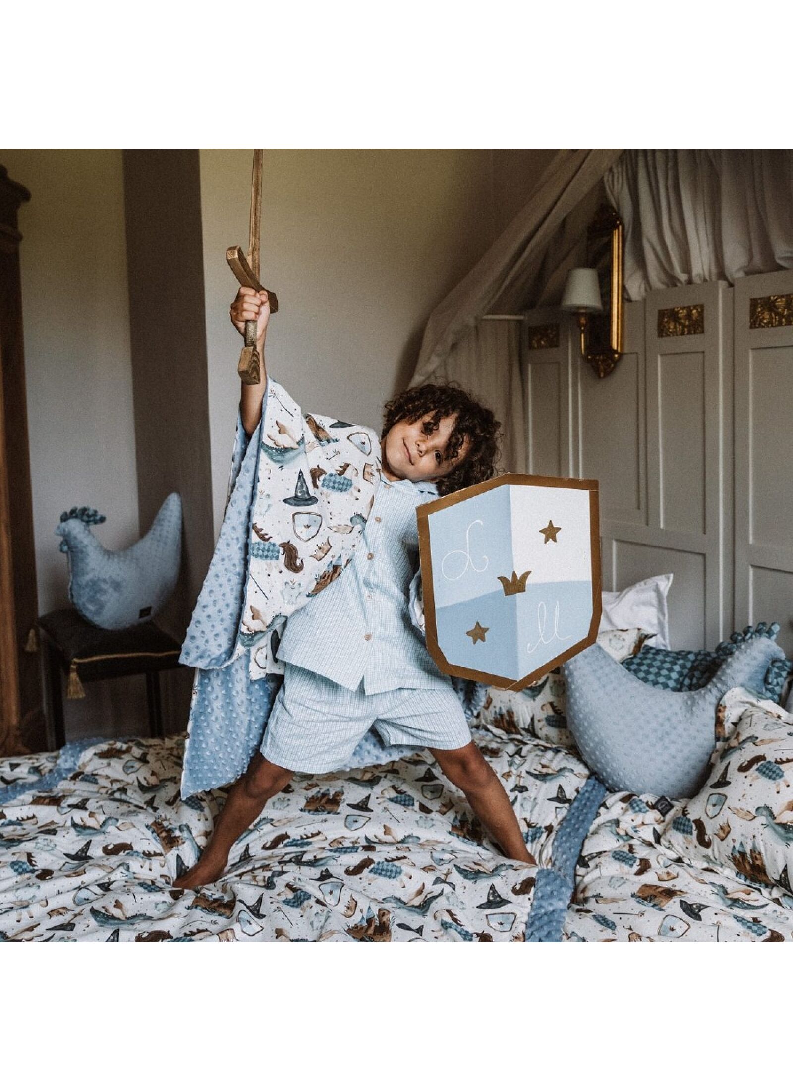 CRADDLE BLANKET (80X100) PRINCE WIND BLUE