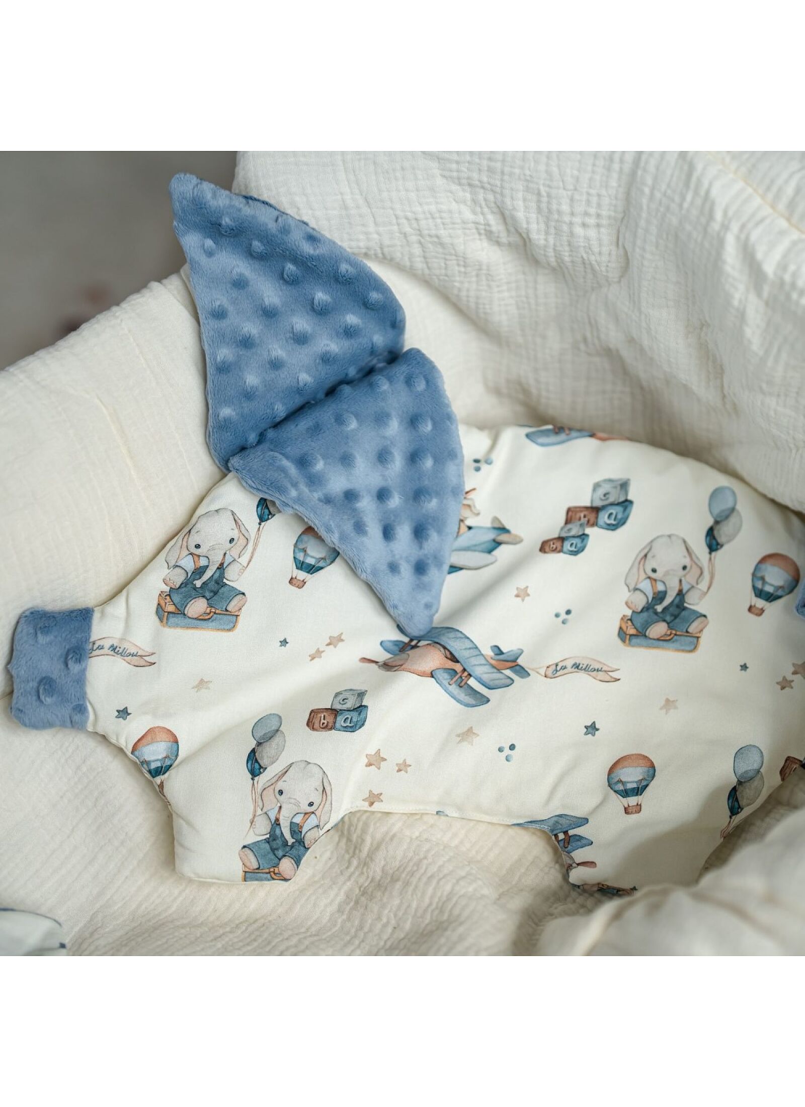 BABY PILLOW SLEEPY PIG SIMBO WIND BLUE