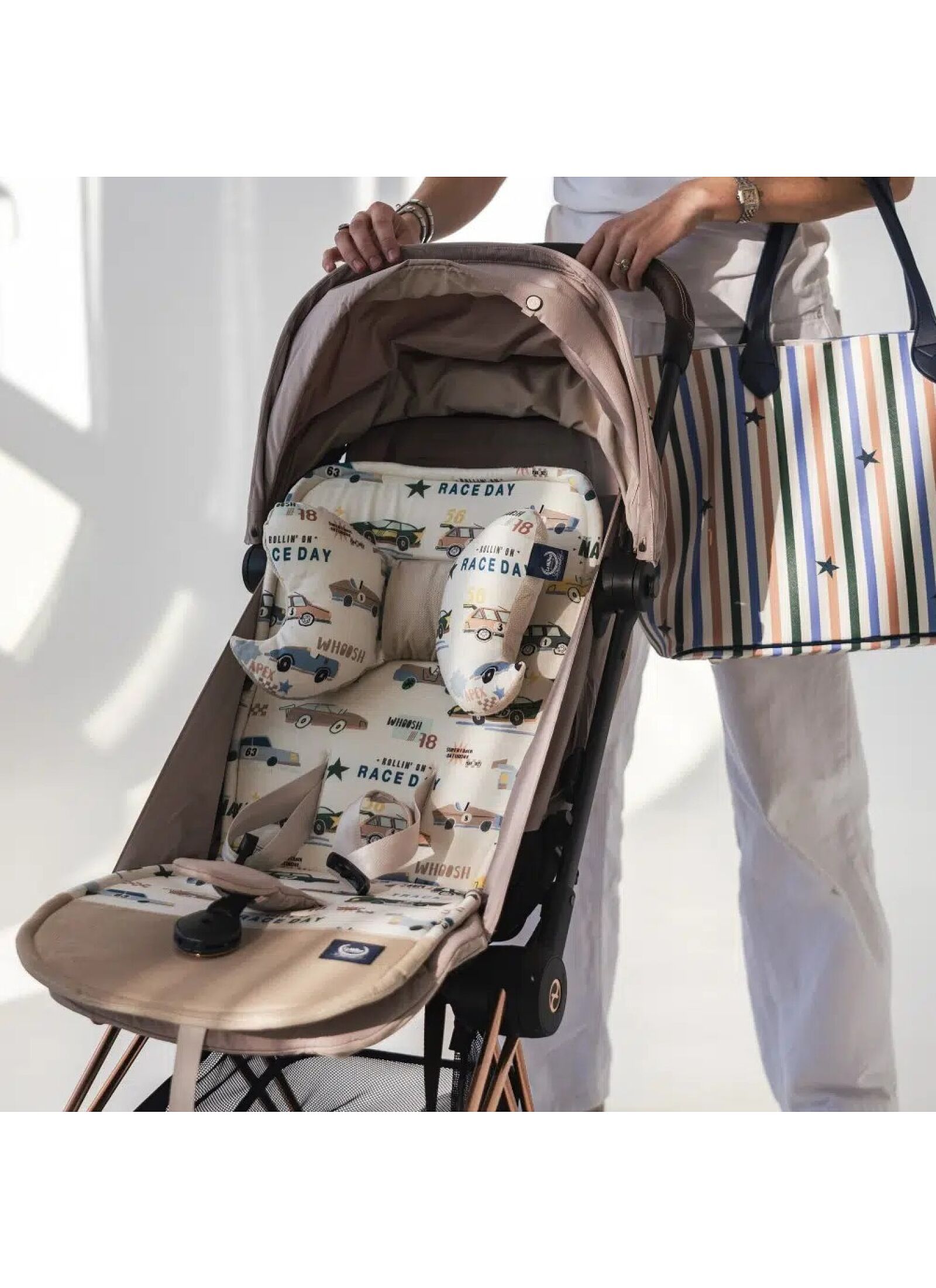 STROLLER PAD GRAND PRIX VELVET SAND MULTI