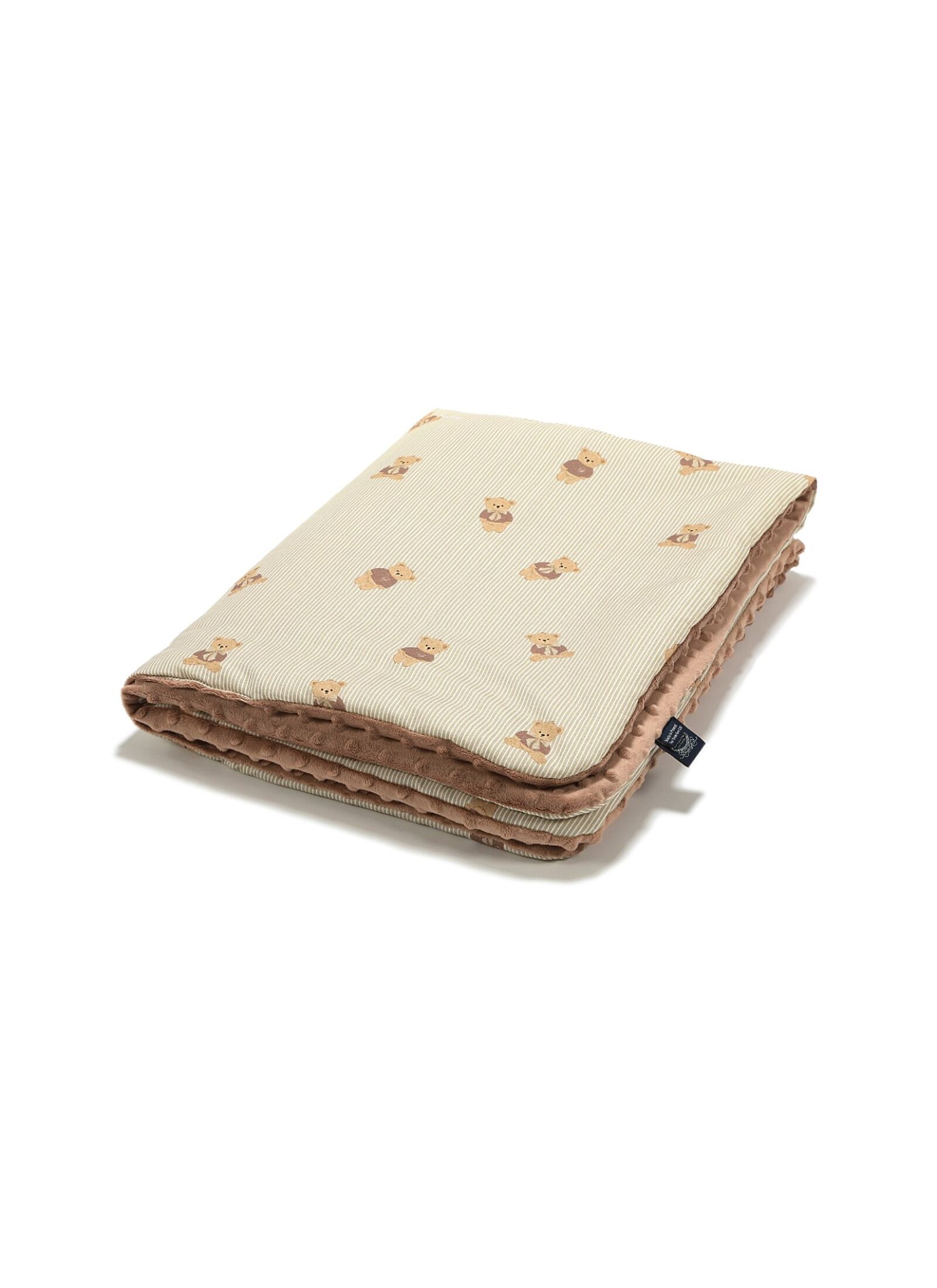 CRADDLE BLANKET (80X100) BABY BEAR MINKY MOCCA