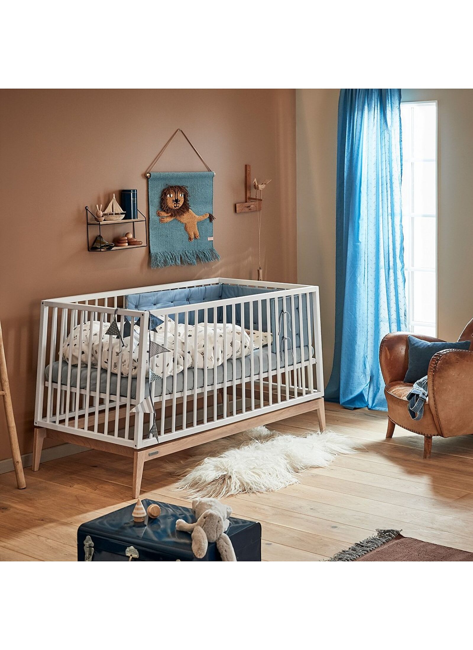 CRIB LUNA WHITE/OAK