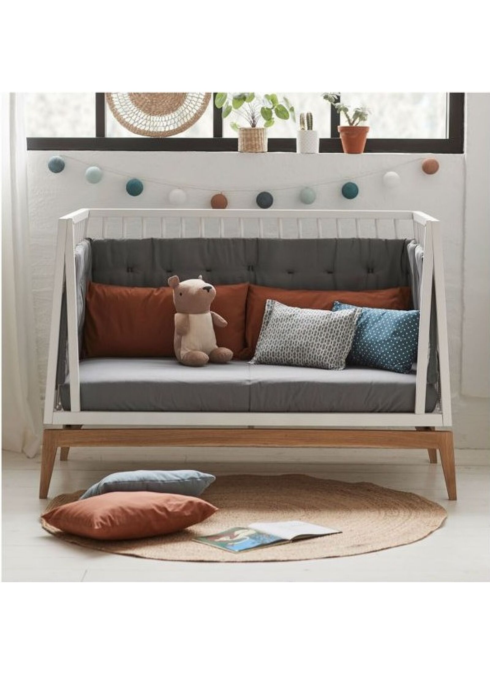 CRIB LUNA WHITE/OAK