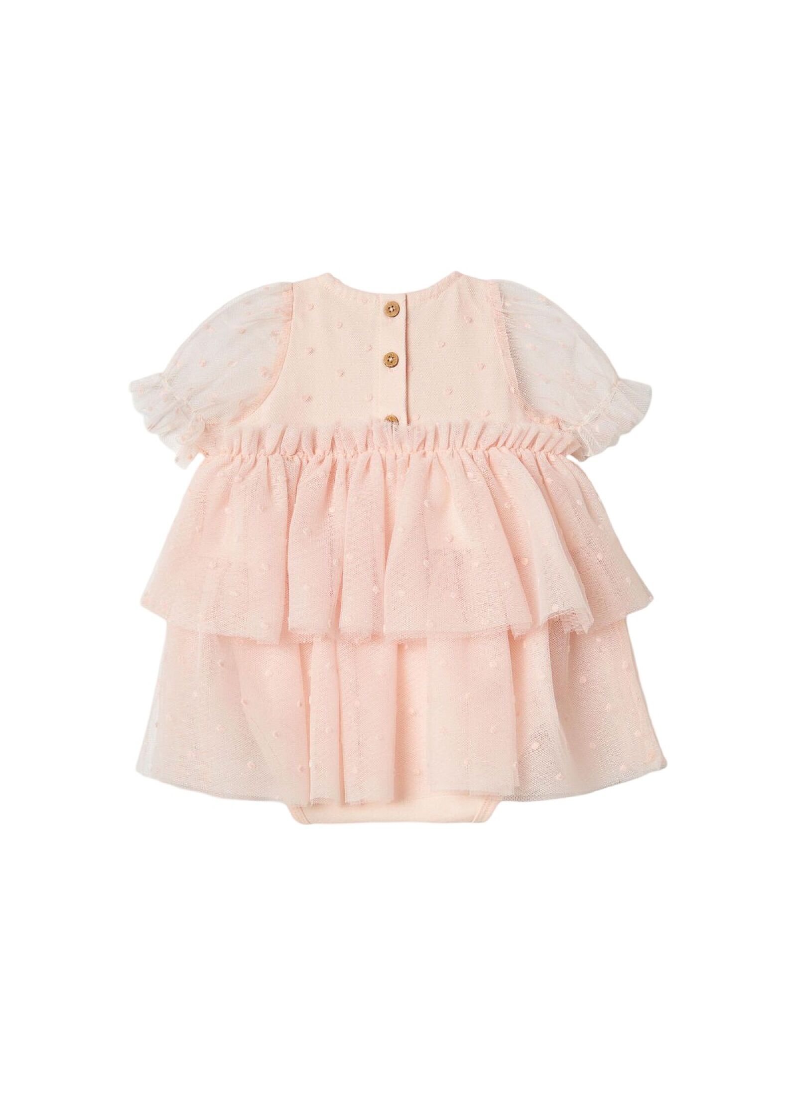 DRESS WITH RUFFLES PEACH BLUSH