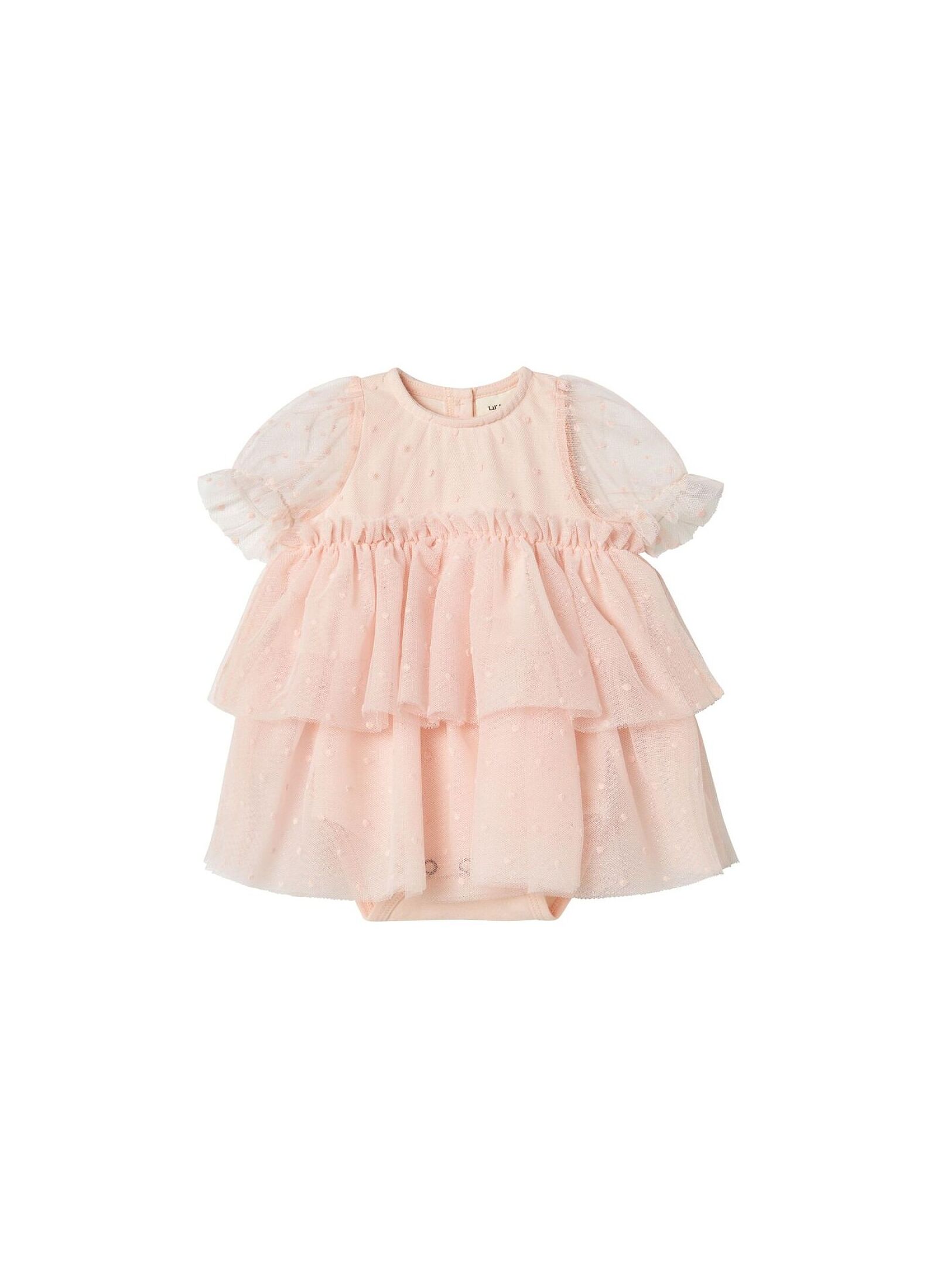 DRESS WITH RUFFLES PEACH BLUSH