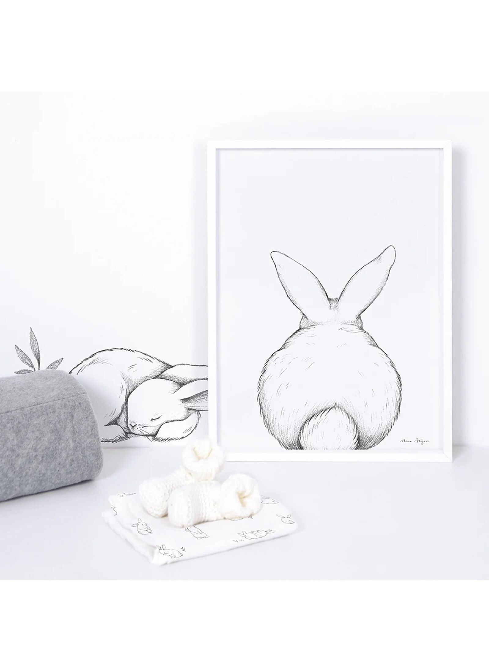 PRINT WITH FRAME LAPIN BACK