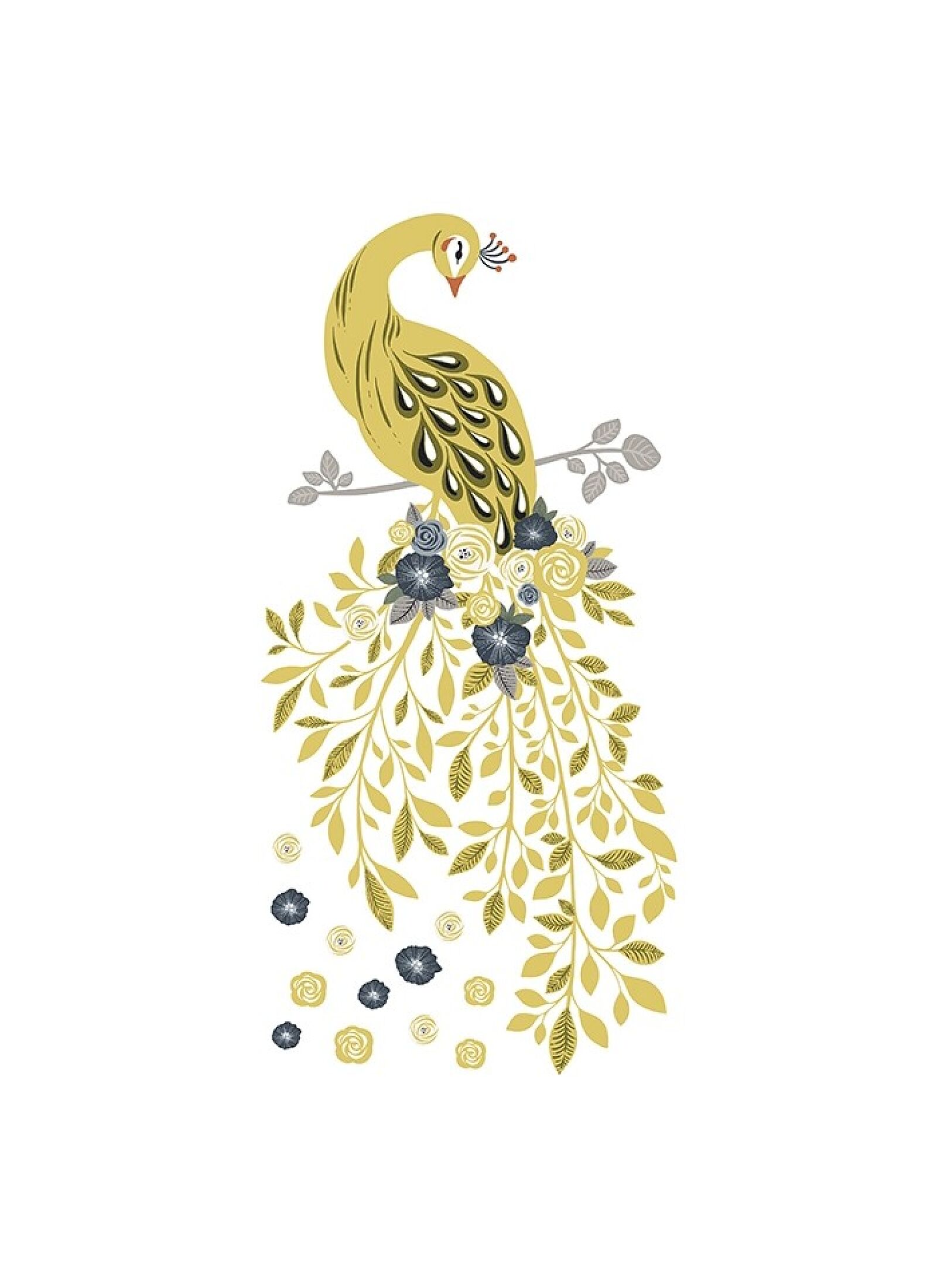 WALL STICKERS FLORAL PEACOCK