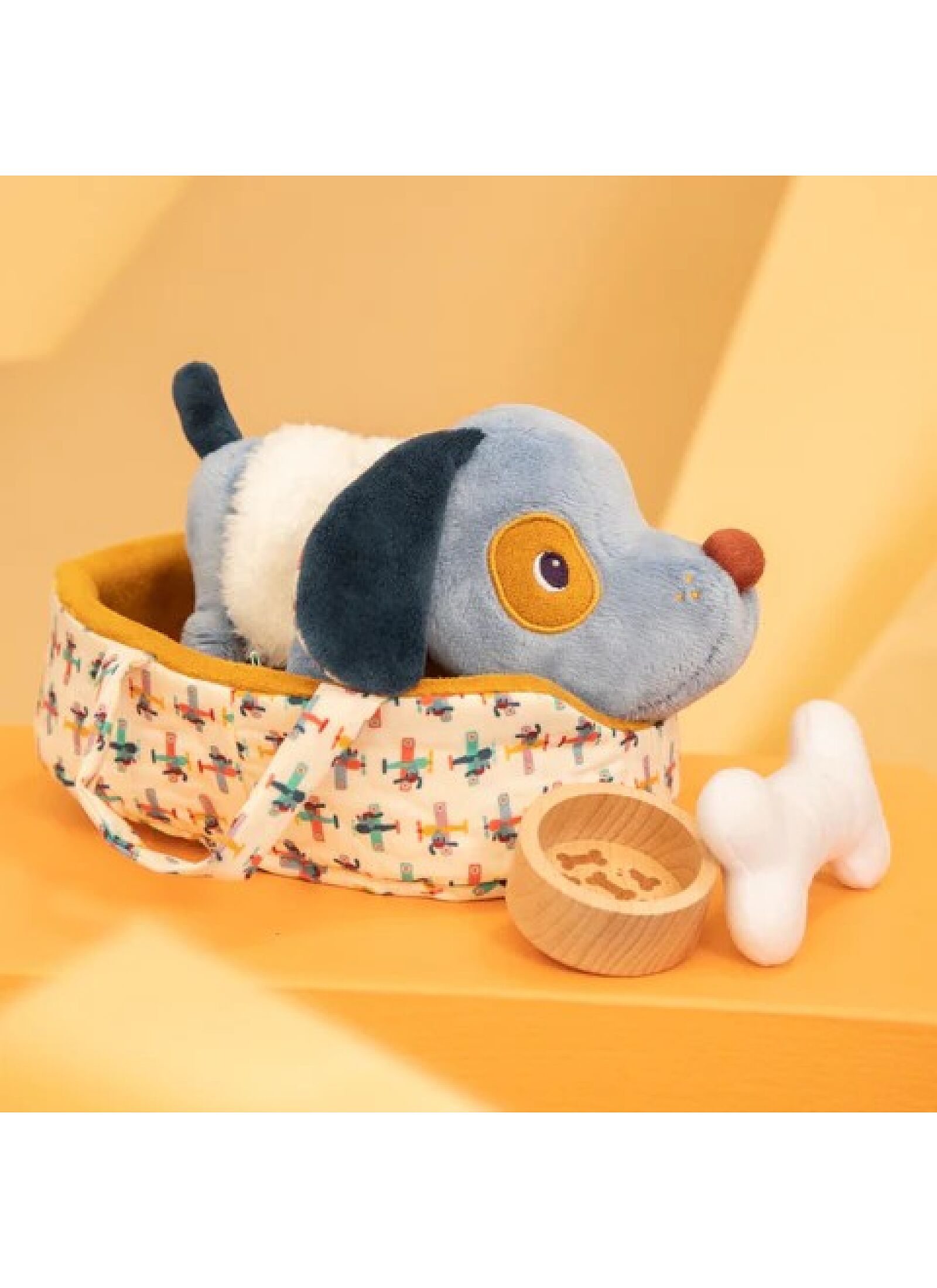 SOFT DOG WITH BASKET JULES