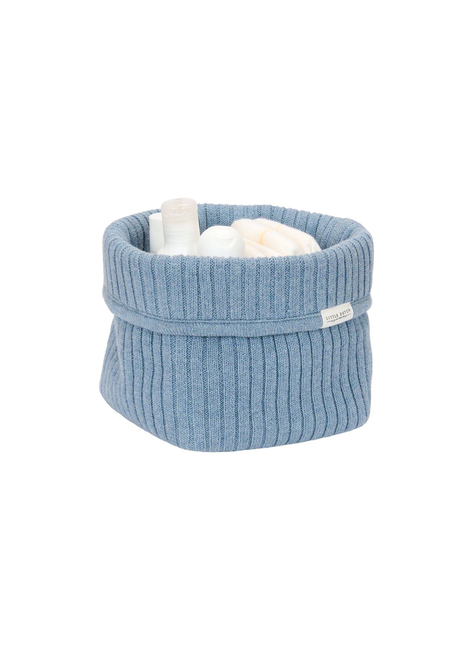 WICKER STORAGE BASKET PURE DENIM BLUE SMALL