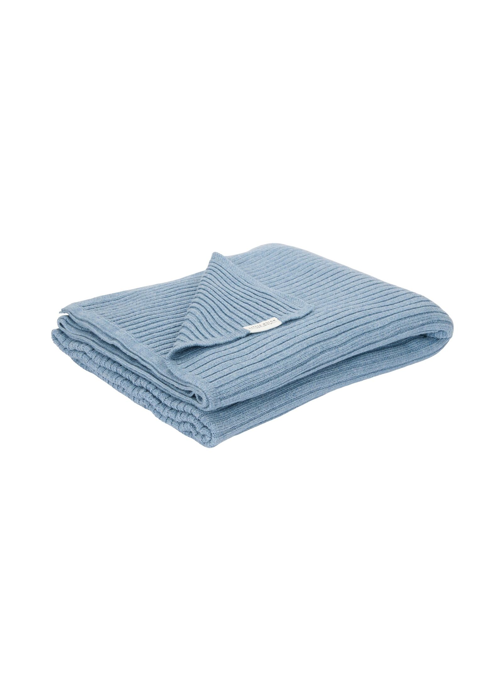 KNITTED CRIB BLANKET (110X140) PURE DENIM BLUE