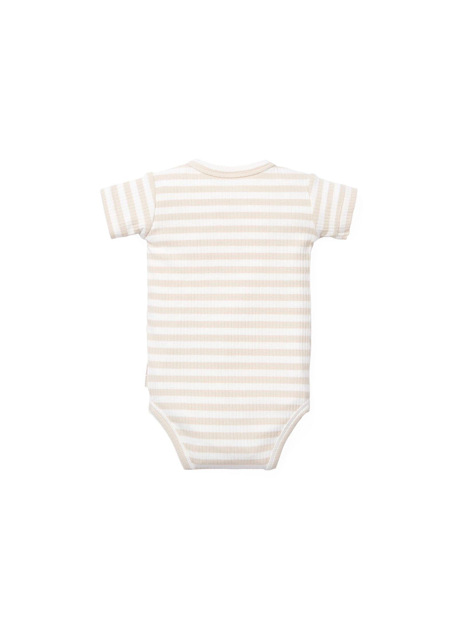 ORGANIC COTTON SHORT SLEEVE BODYSUIT STRIPE SAND WHITE