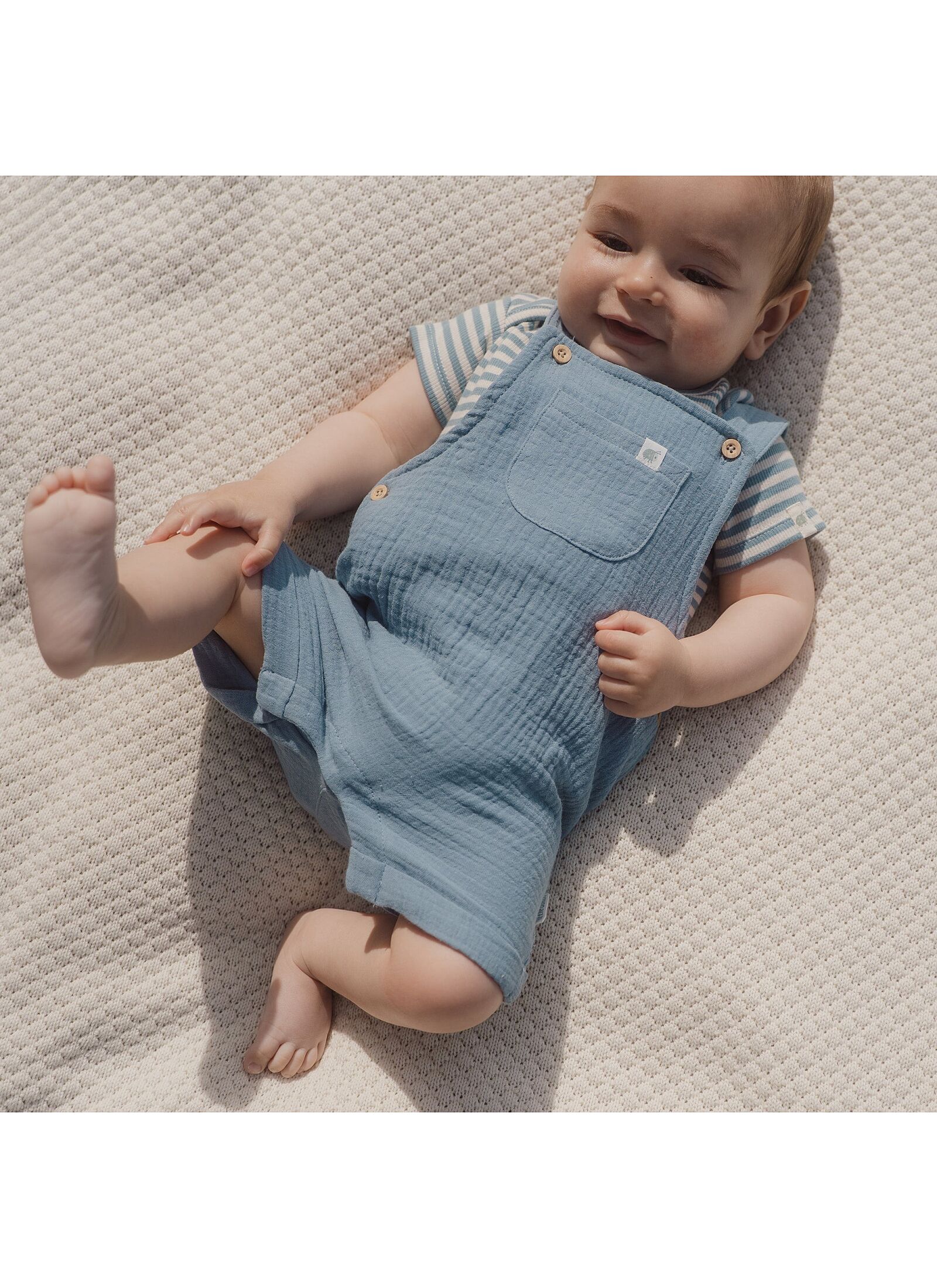 ORGANIC COTTON BODYSUIT STONE BLUE STRIPE