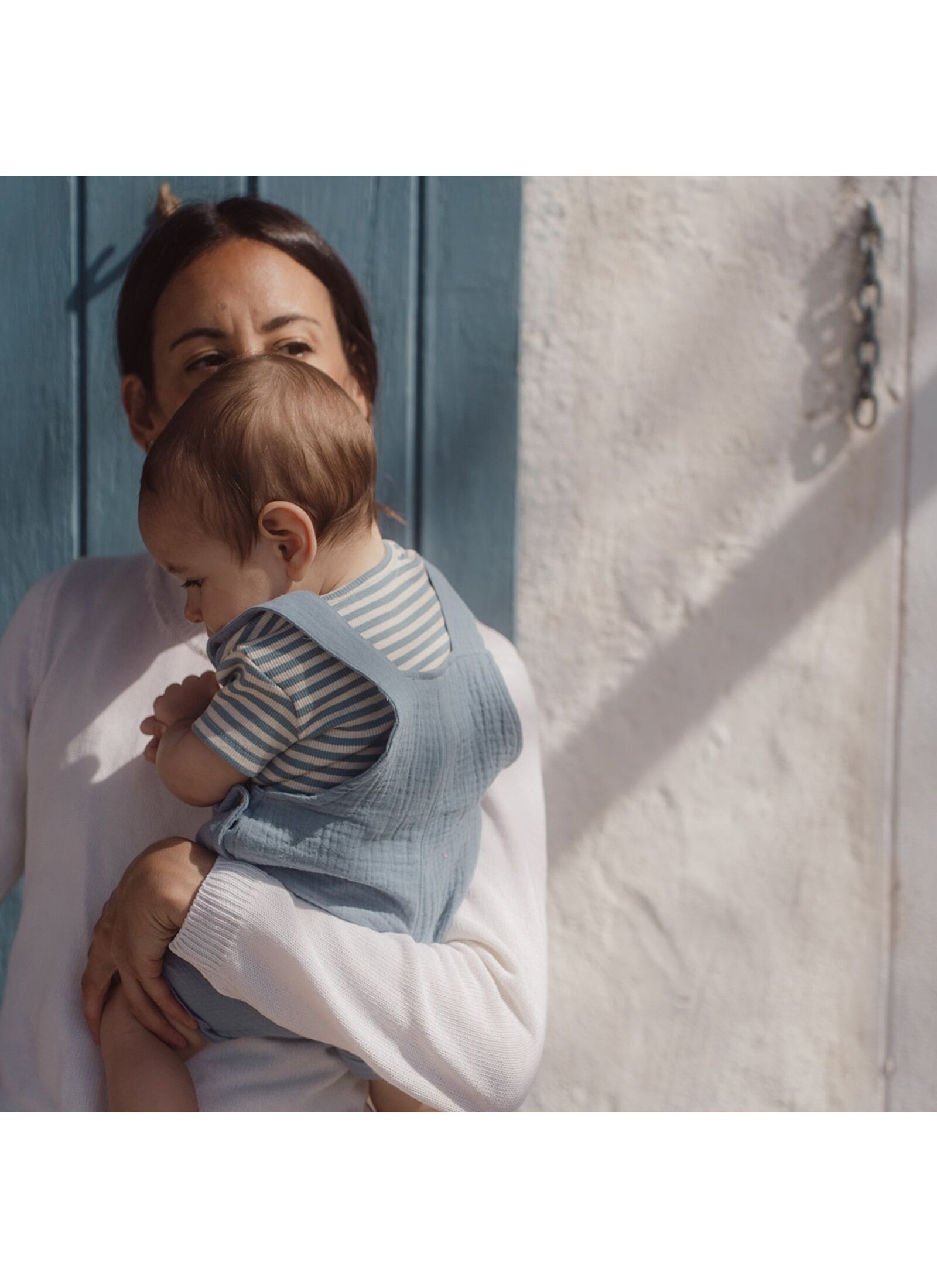 ORGANIC COTTON BODYSUIT STONE BLUE STRIPE