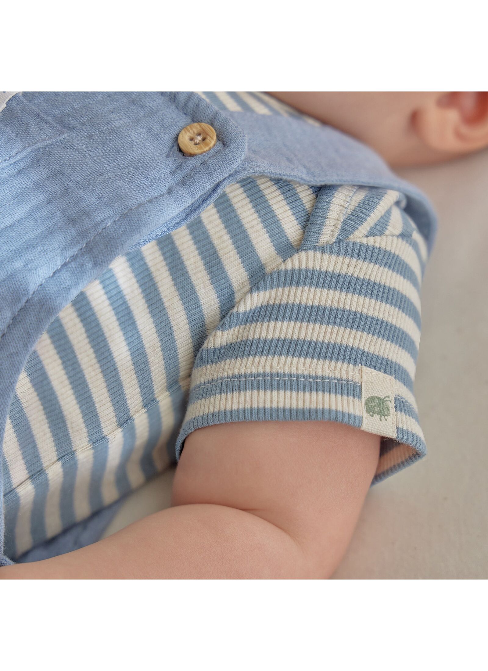 ORGANIC COTTON BODYSUIT STONE BLUE STRIPE